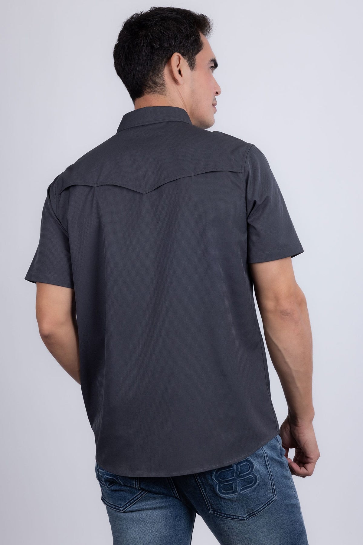 Barabas Men's Western Casual Solid Stretch Short Sleeve Shirt 5SST10 Charcoal