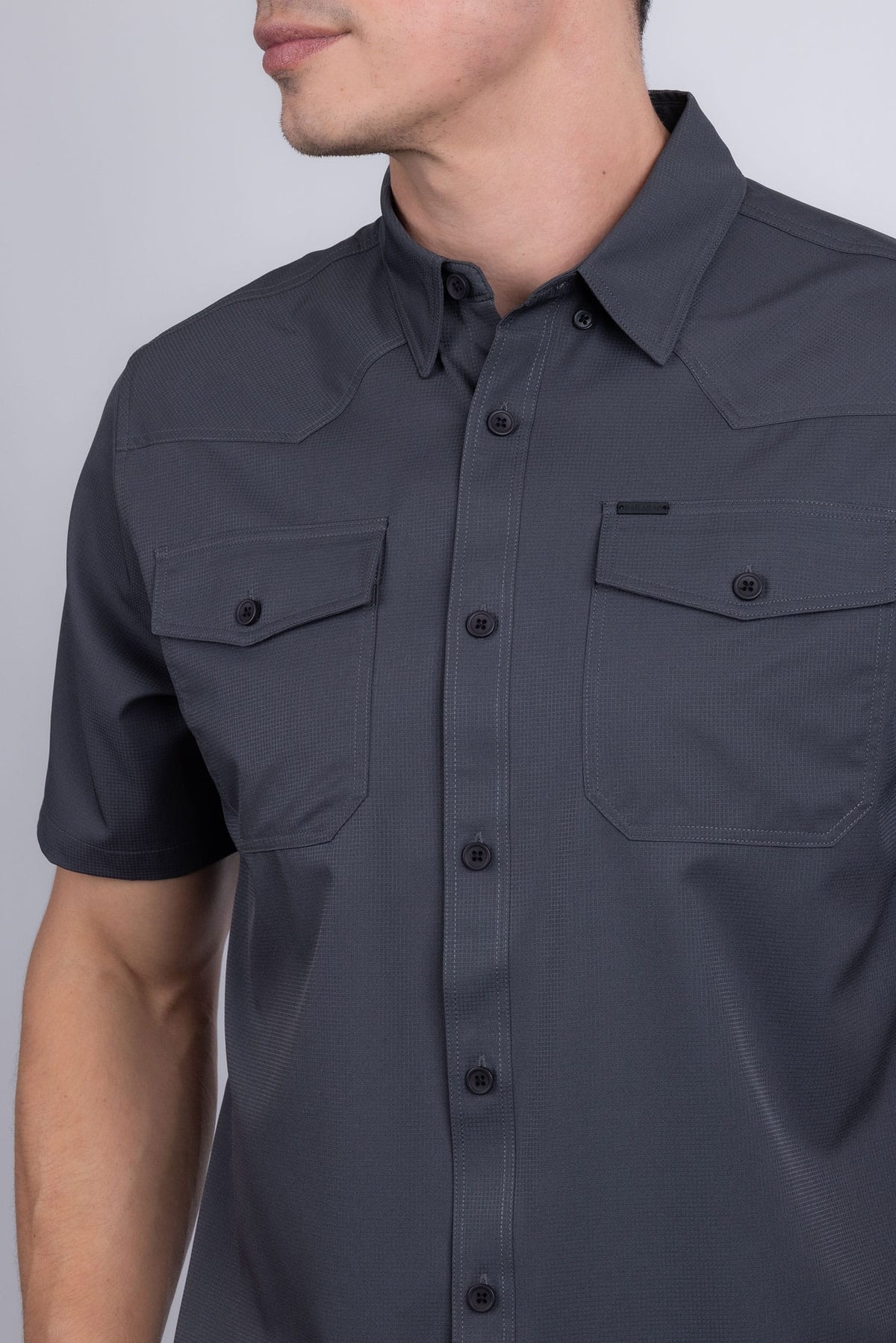 Barabas Men's Western Casual Solid Stretch Short Sleeve Shirt 5SST10 Charcoal