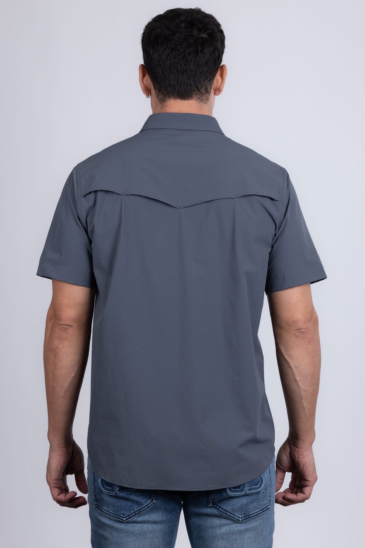 Barabas Men's Western Casual Solid Stretch Short Sleeve Shirt 5SST10 Grey