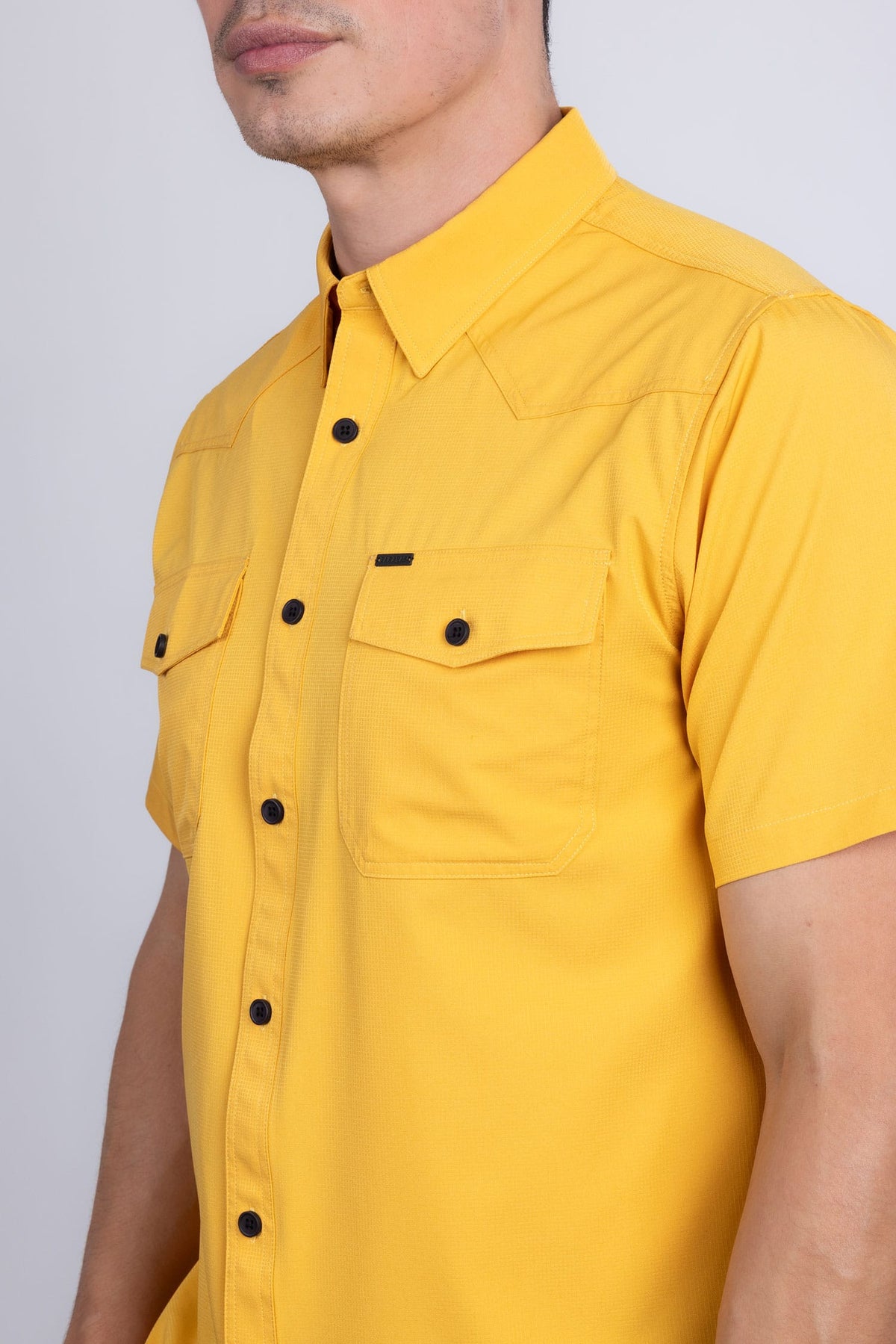 Barabas Men's Western Casual Solid Stretch Short Sleeve Shirt 5SST10 Mustard