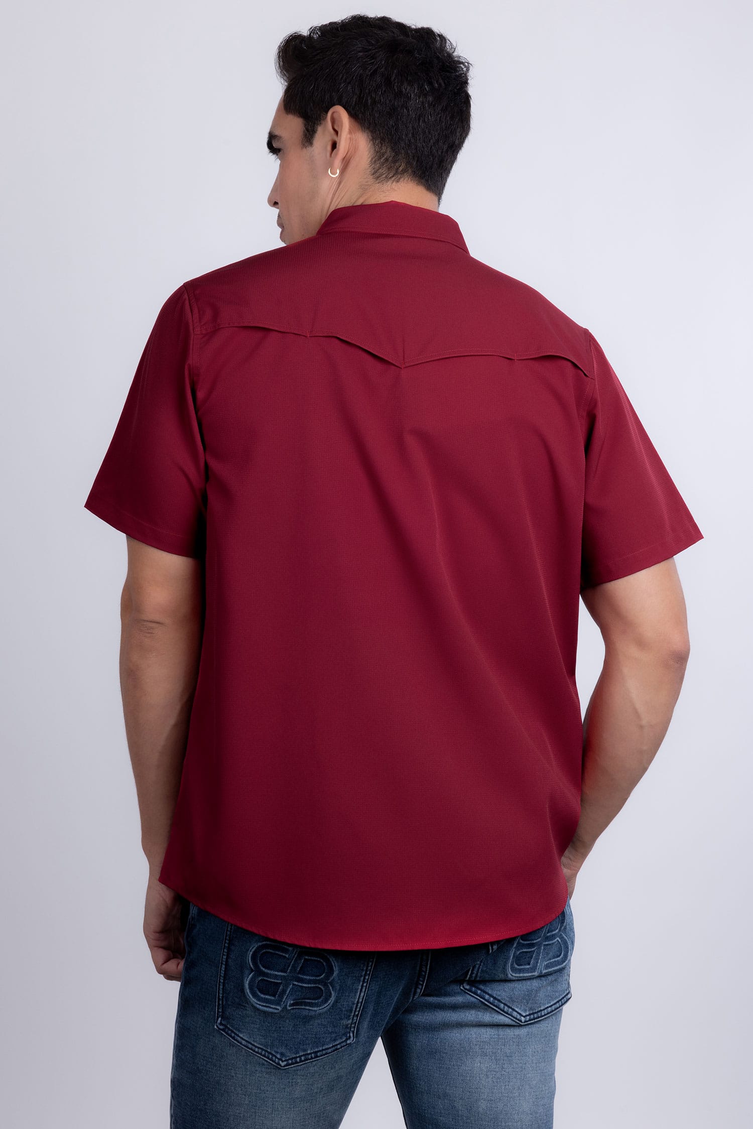 Barabas Men's Western Casual Solid Stretch Short Sleeve Shirt 5SST10 Red
