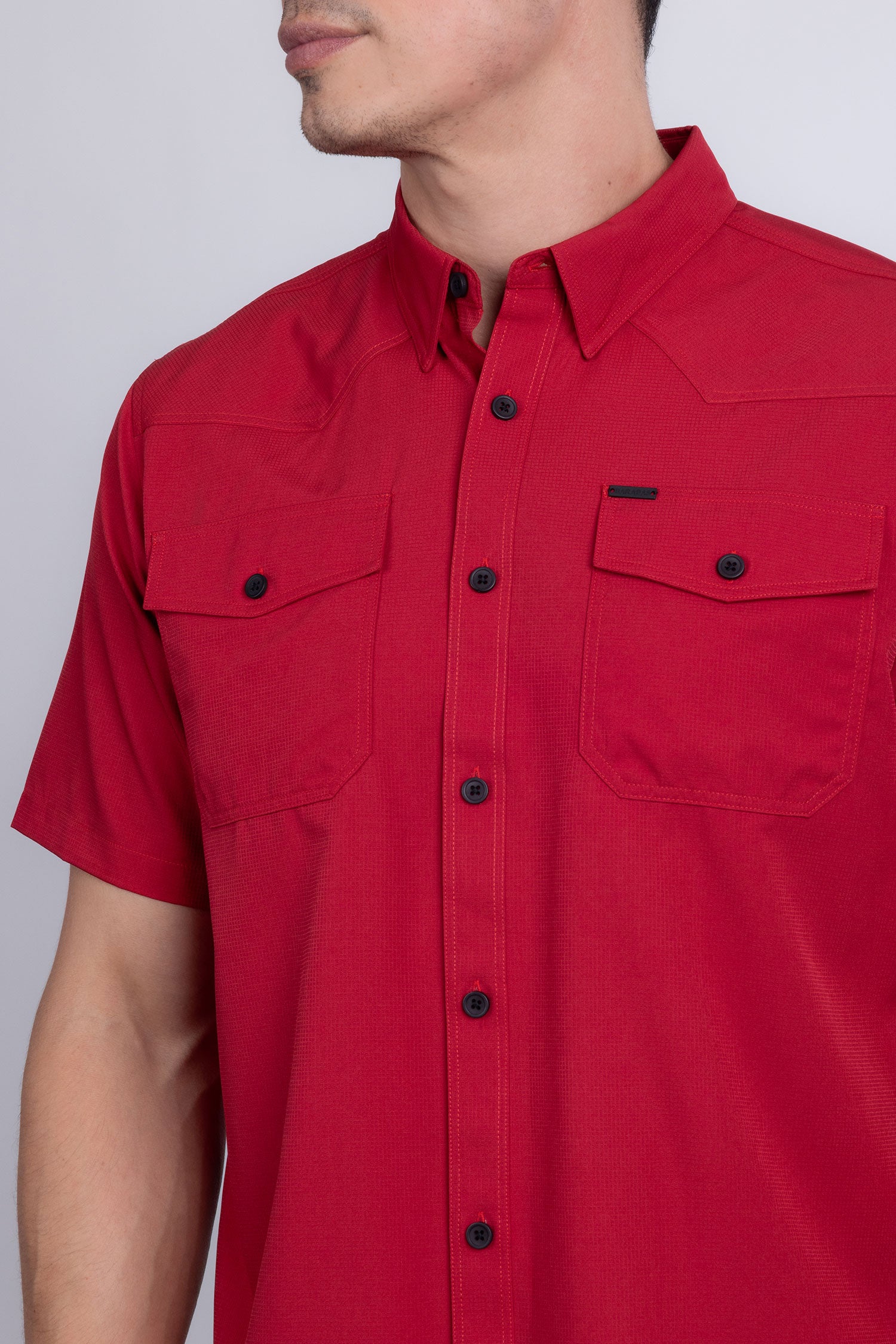 Barabas Men's Western Casual Solid Stretch Short Sleeve Shirt 5SST10 Red