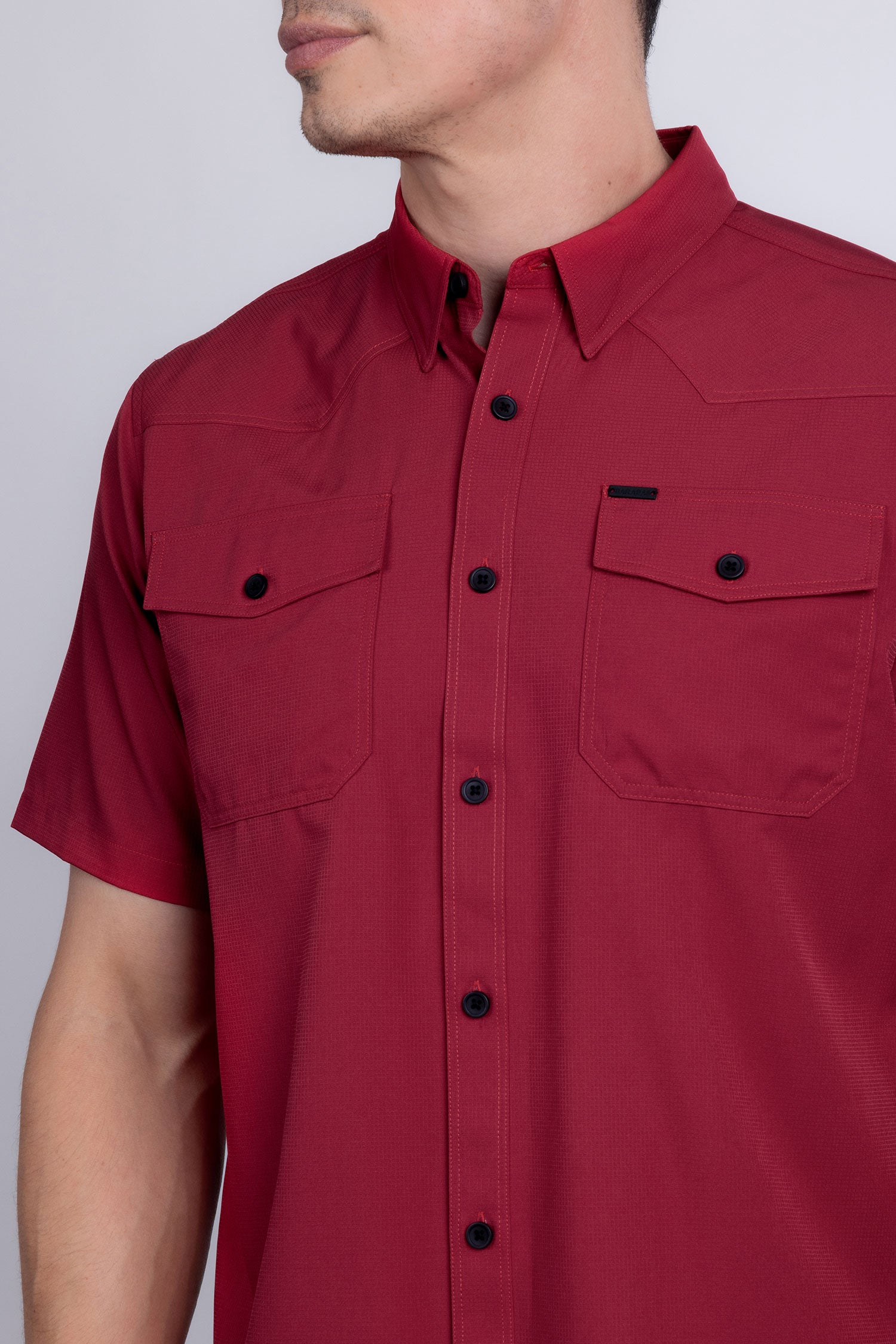 Barabas Men's Western Casual Solid Stretch Short Sleeve Shirt 5SST10 Red
