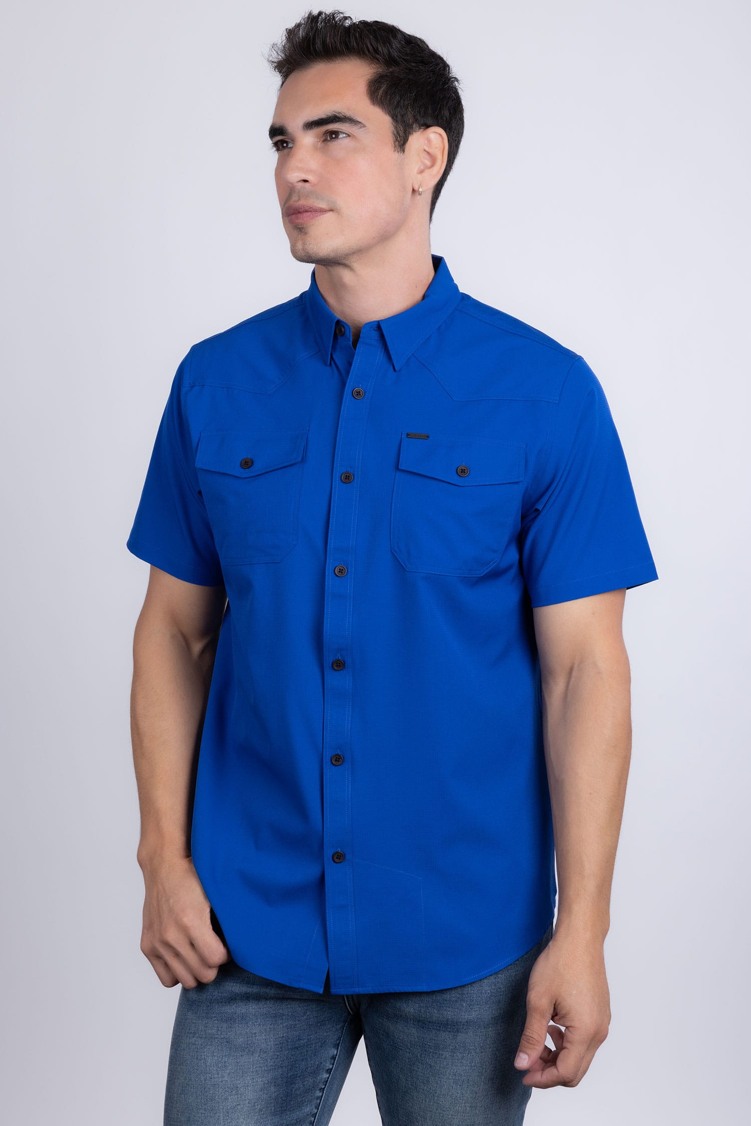 Barabas Men's Western Casual Solid Stretch Short Sleeve Shirt 5SST10 Royal