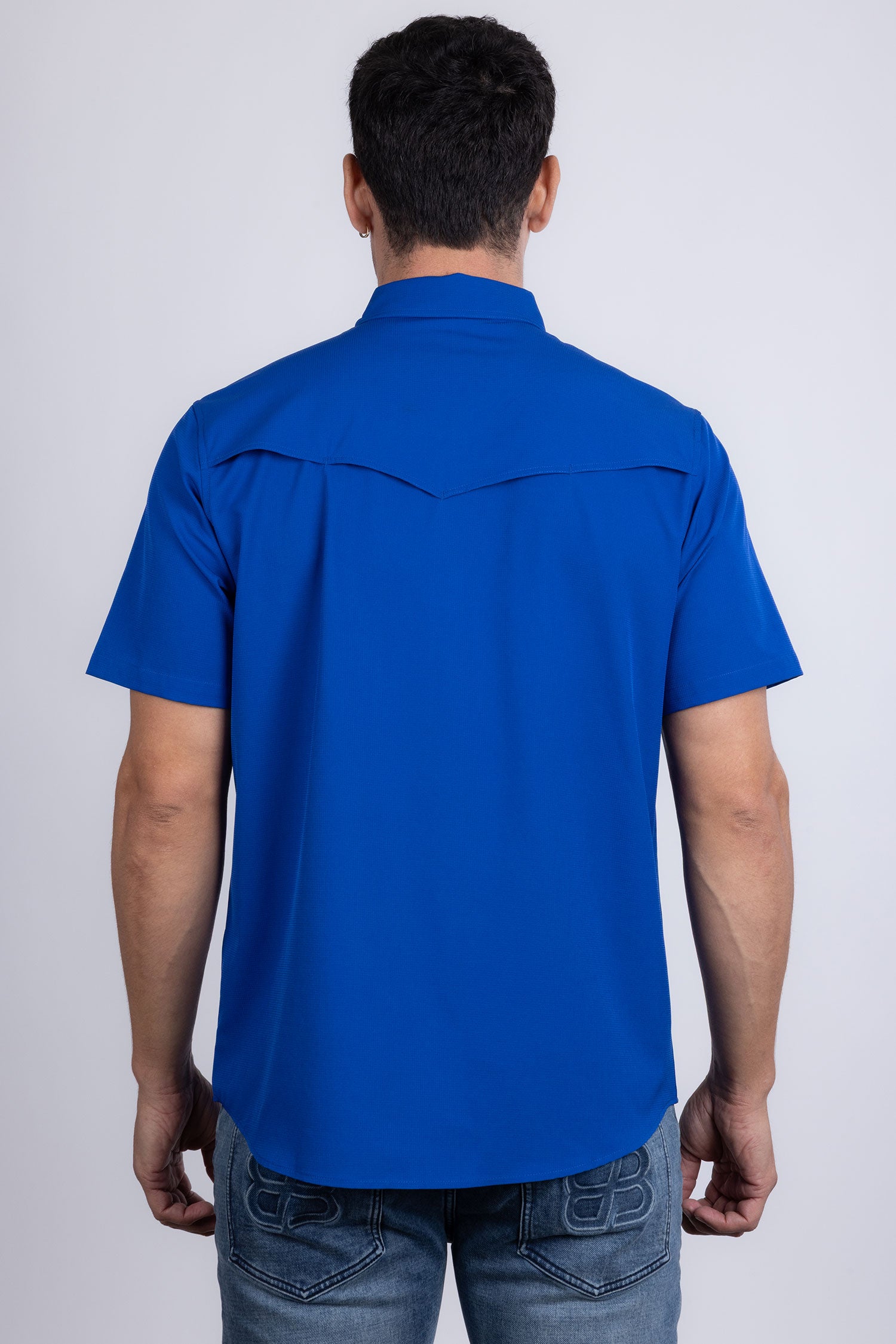 Barabas Men's Western Casual Solid Stretch Short Sleeve Shirt 5SST10 Royal