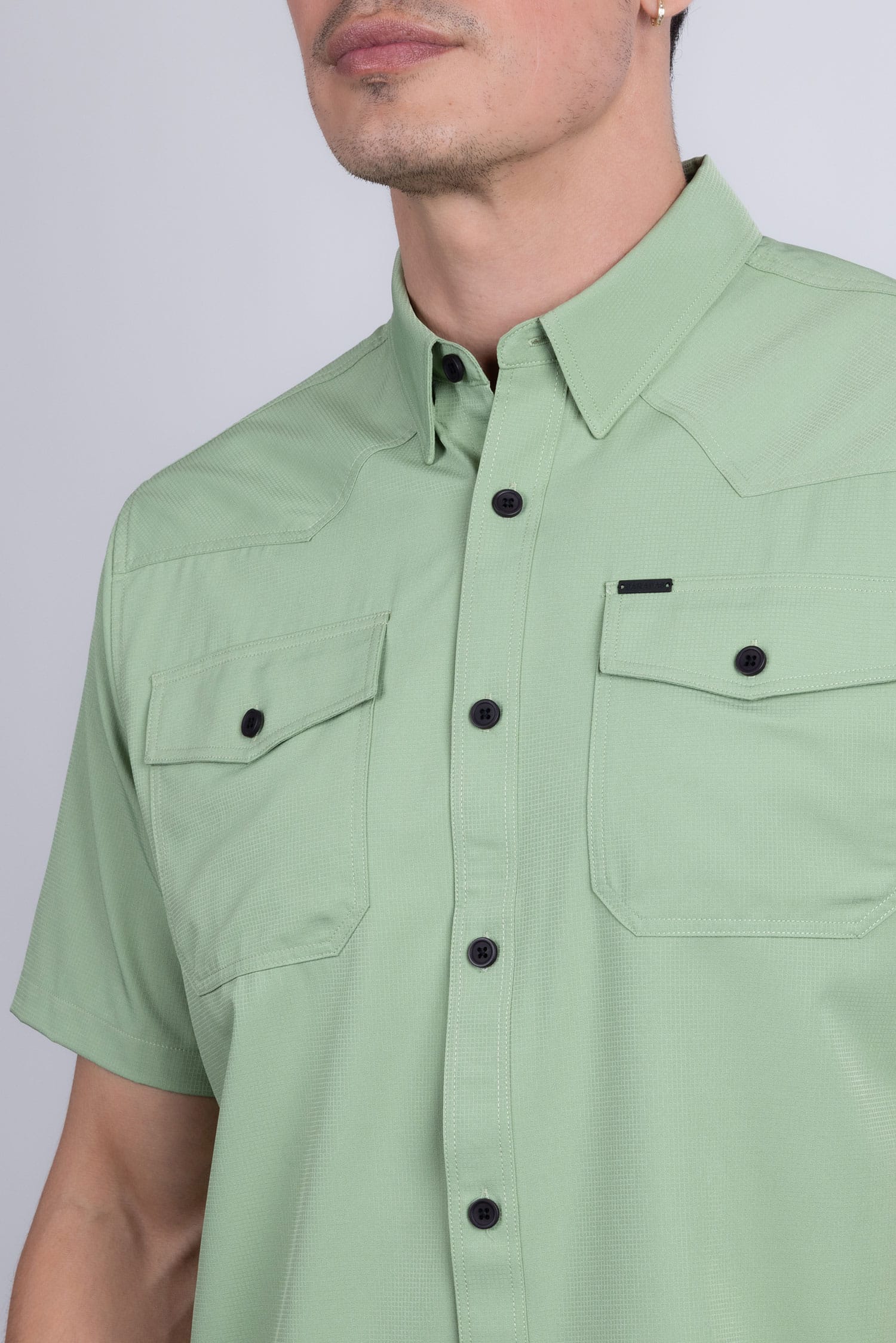 Barabas Men's Western Casual Solid Stretch Short Sleeve Shirt 5SST10 Sage