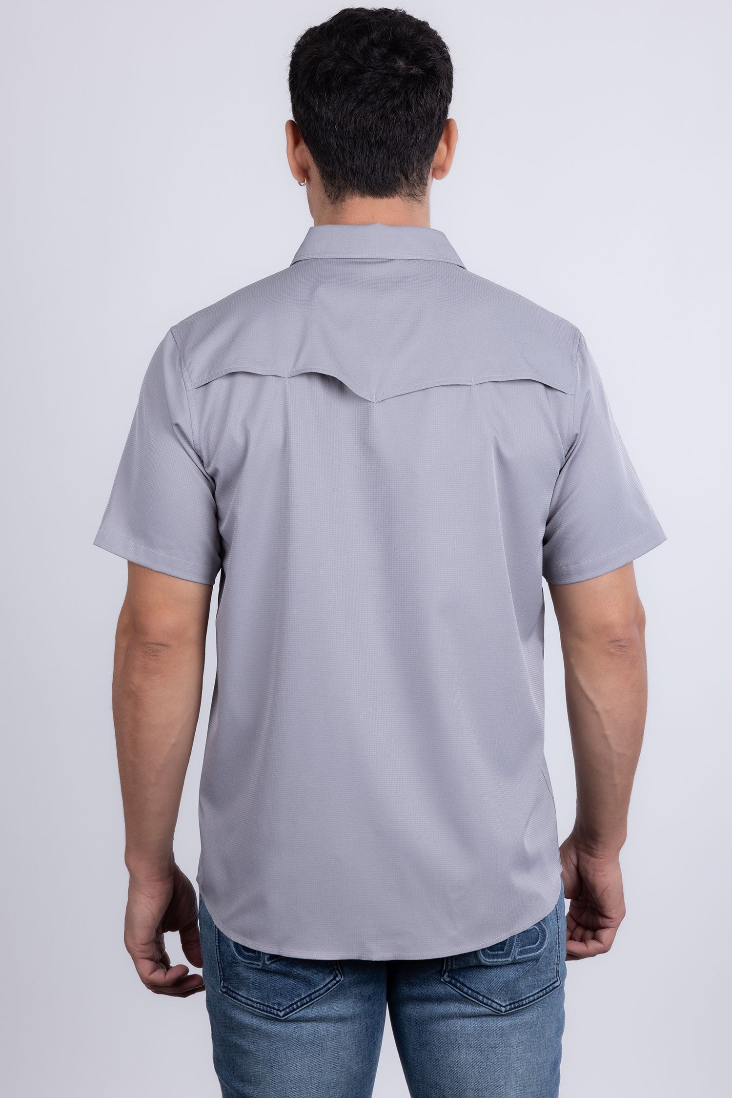 Barabas Men's Western Casual Solid Stretch Short Sleeve Shirt 5SST10 Silver