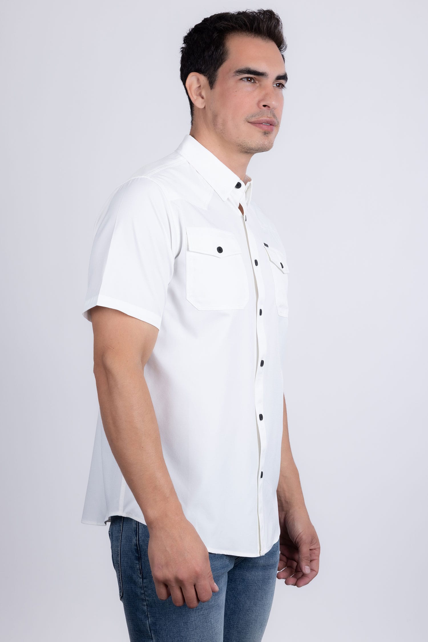 Barabas Men's Western Casual Solid Stretch Short Sleeve Shirt 5SST10 White
