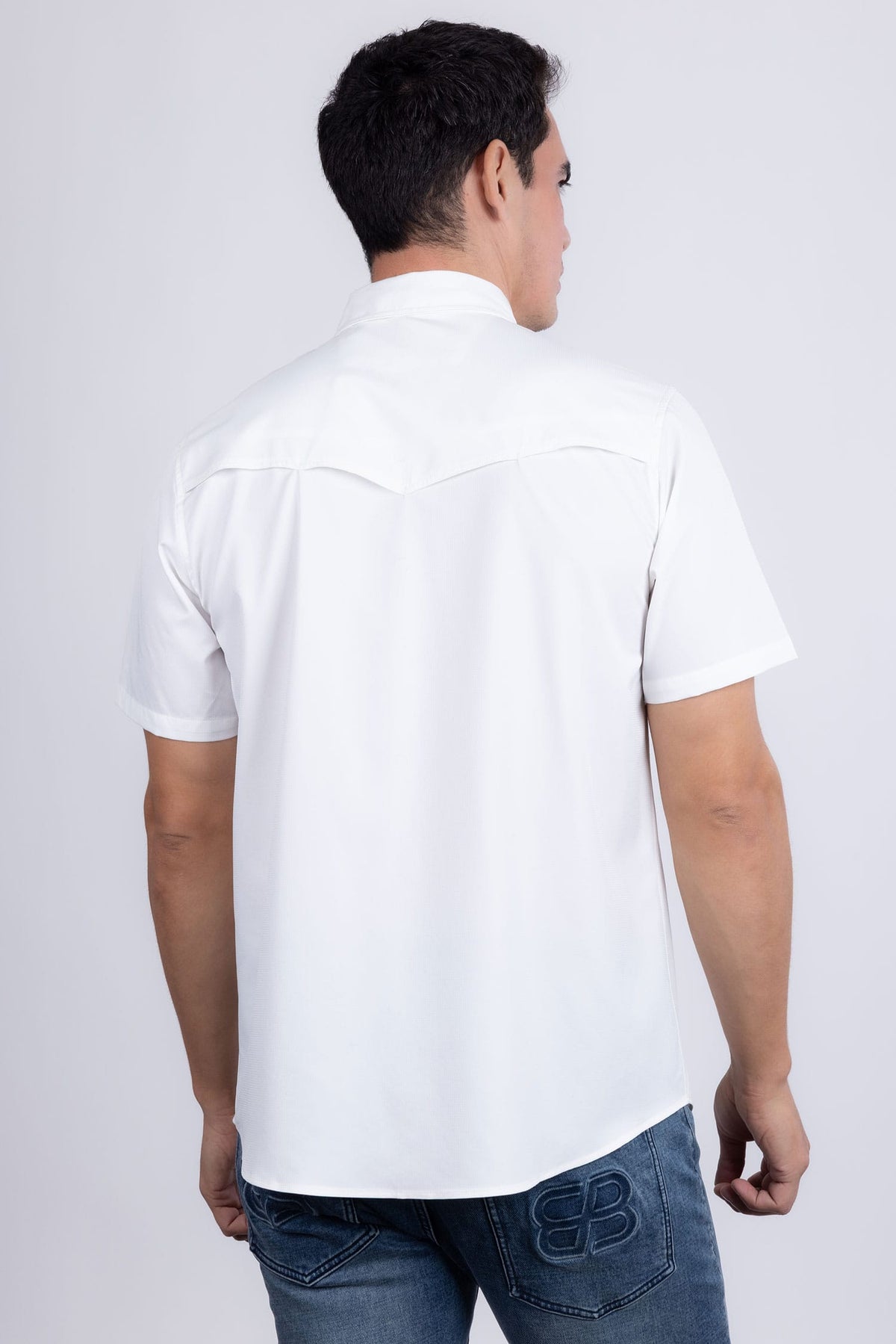 Barabas Men's Western Casual Solid Stretch Short Sleeve Shirt 5SST10 White