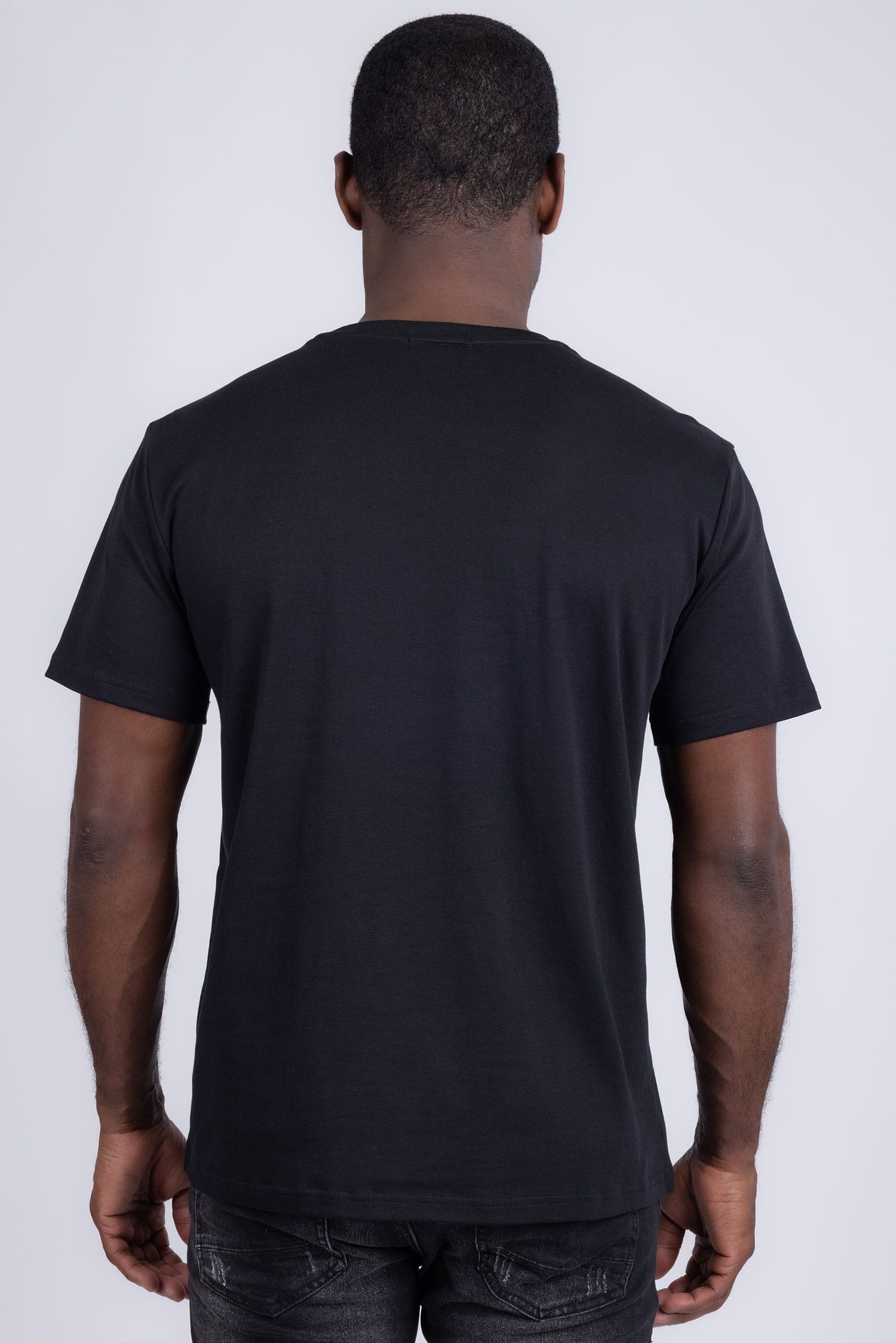 Barabas Men's Link Rhinestone Solid Color Crew Neck T-shirts 5STR02 Black