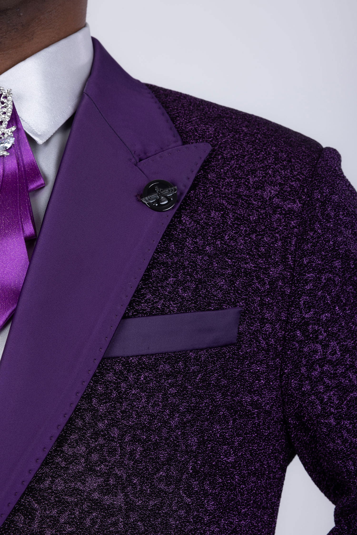 Barabas Men's Cheetah Geometric Pattern Peak Lapel Suit 5SU33 Purple