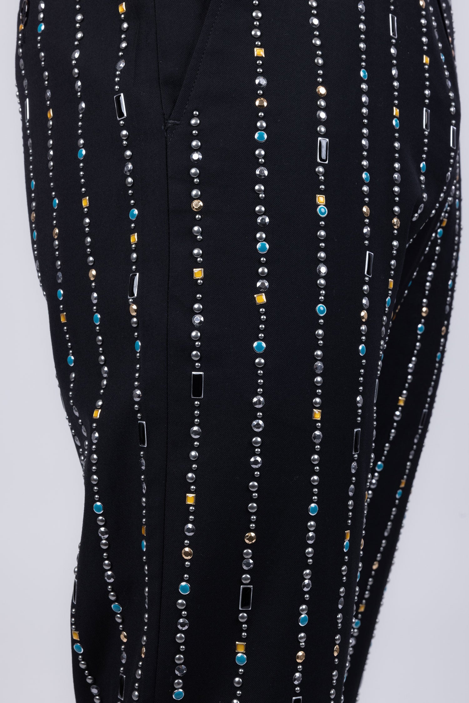 Barabas Men's Geometric Rhinestone Pattern Notch Lapel Suit 5SU38 Black