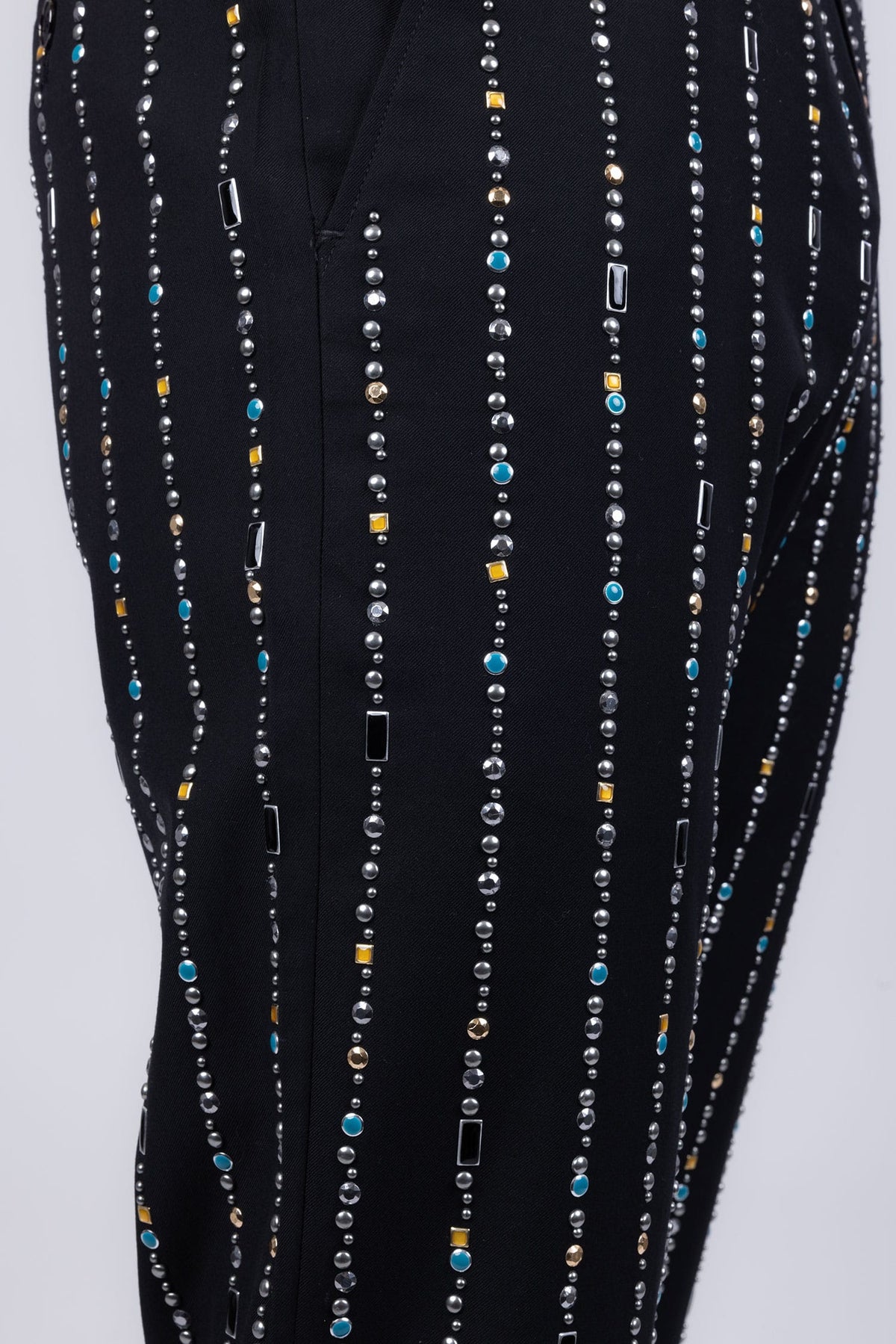 Barabas Men's Geometric Rhinestone Pattern Notch Lapel Suit 5SU38 Black