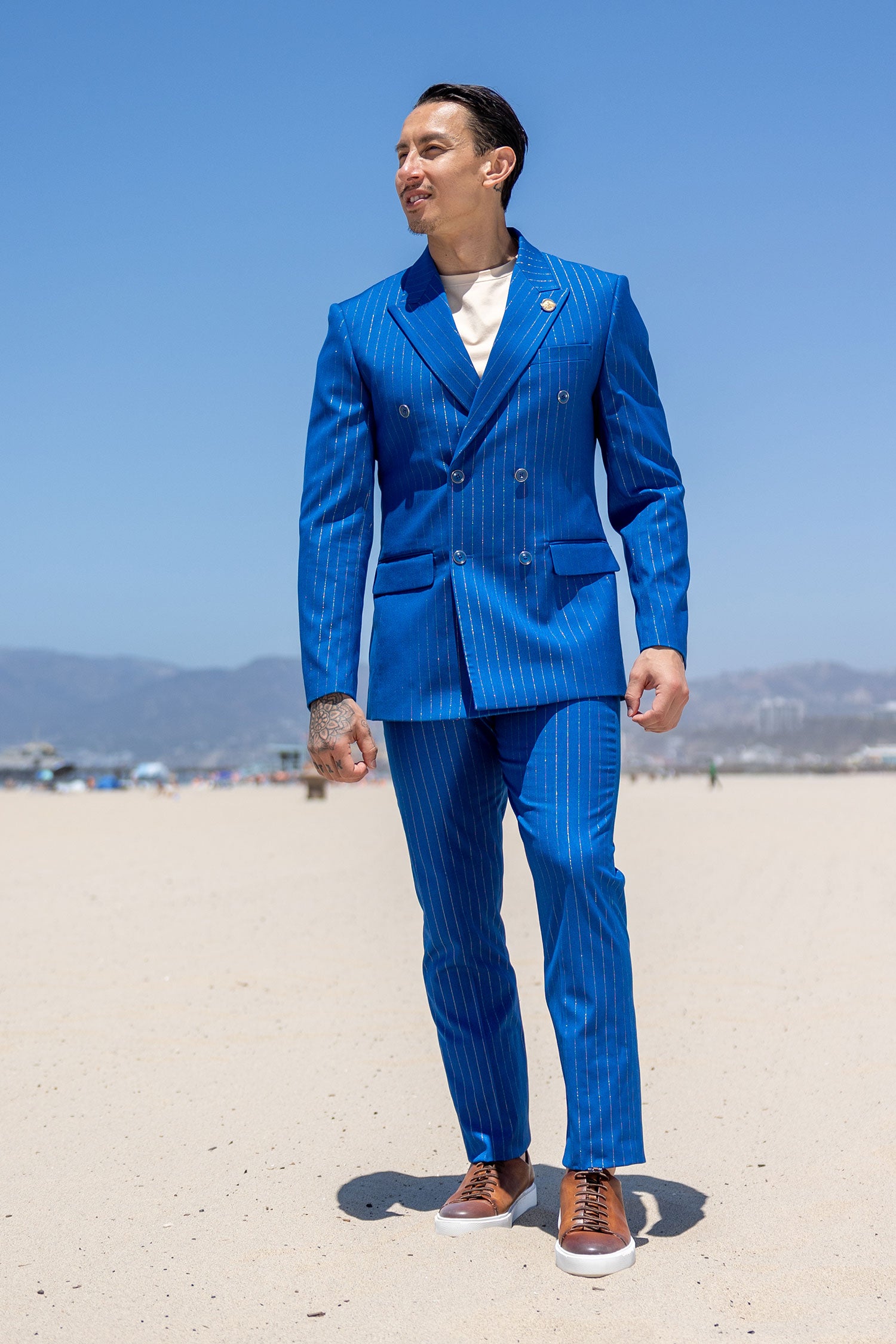 Gustavo Dudamel World Cup Suit | Barabas 5SU39 Palma Pinstripe