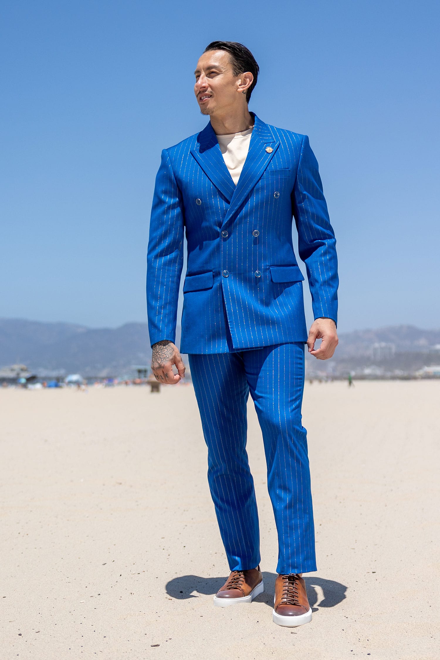 Gustavo Dudamel World Cup Suit | Barabas 5SU39 Palma Pinstripe