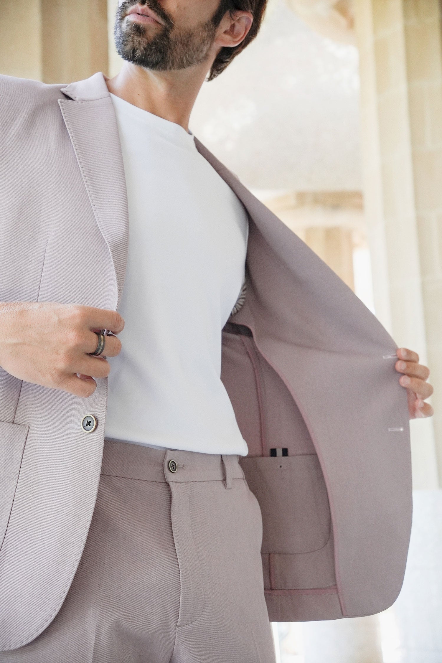 Barabas Men's Matte Geometric Slim Fit Pattern Notch Lapel Suit 5SU43 Iris