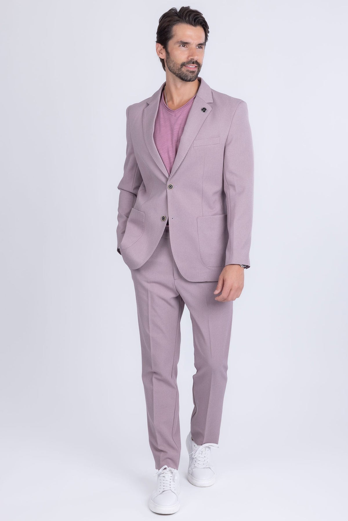 Barabas Men's Matte Geometric Slim Fit Pattern Notch Lapel Suit 5SU43 #Color_IRIS