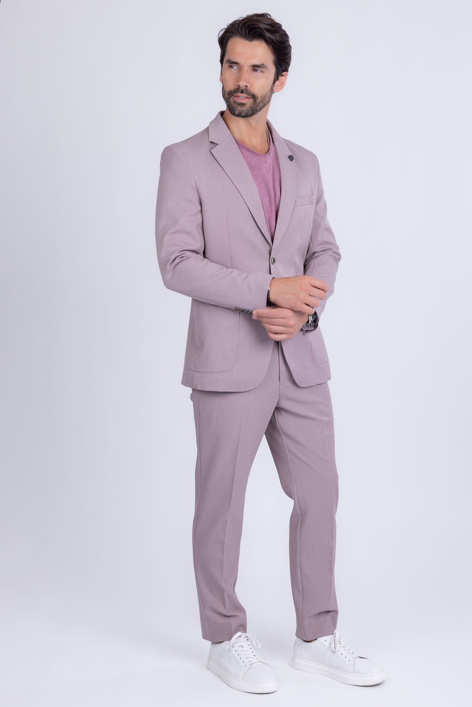 Barabas Men's Matte Geometric Slim Fit Pattern Notch Lapel Suit 5SU43 Iris