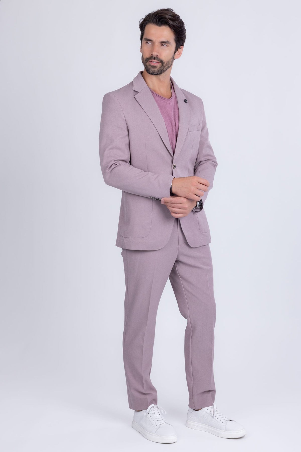 Barabas Men's Matte Geometric Slim Fit Pattern Notch Lapel Suit 5SU43 #Color_IRIS