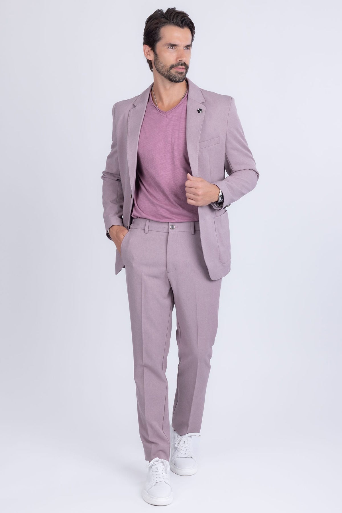 Barabas Men's Matte Geometric Slim Fit Pattern Notch Lapel Suit 5SU43 #Color_IRIS