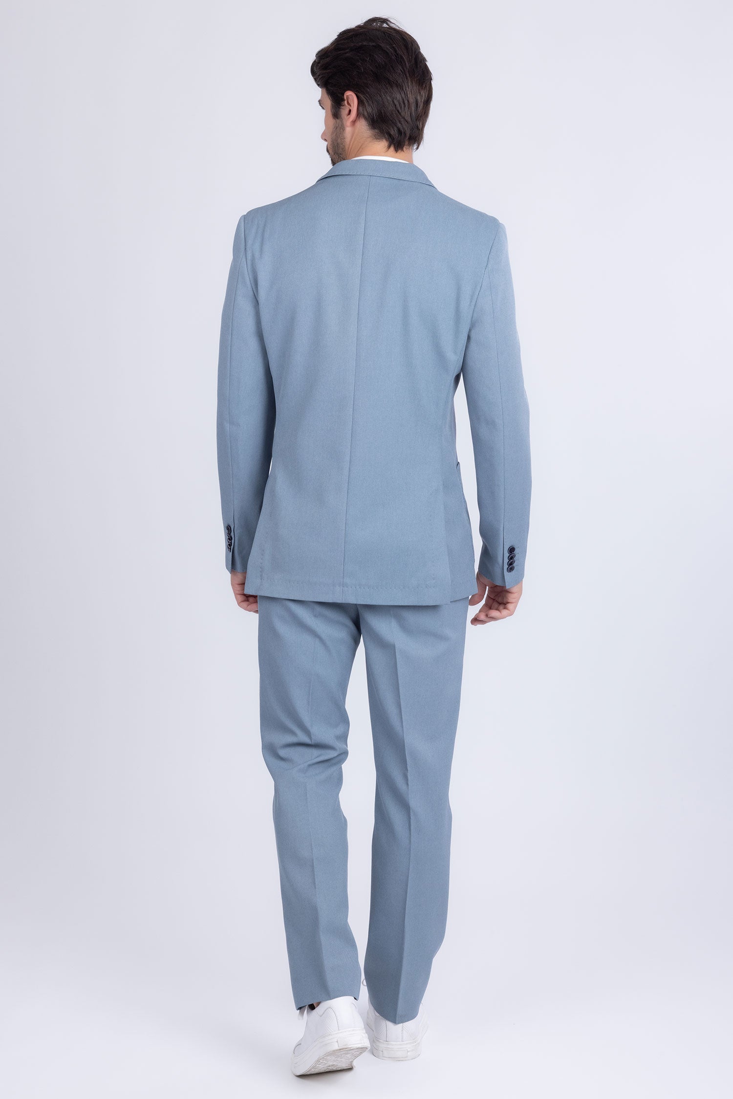 Barabas Men's Matte Geometric Slim Fit Pattern Notch Lapel Suit 5SU43 Light Blue