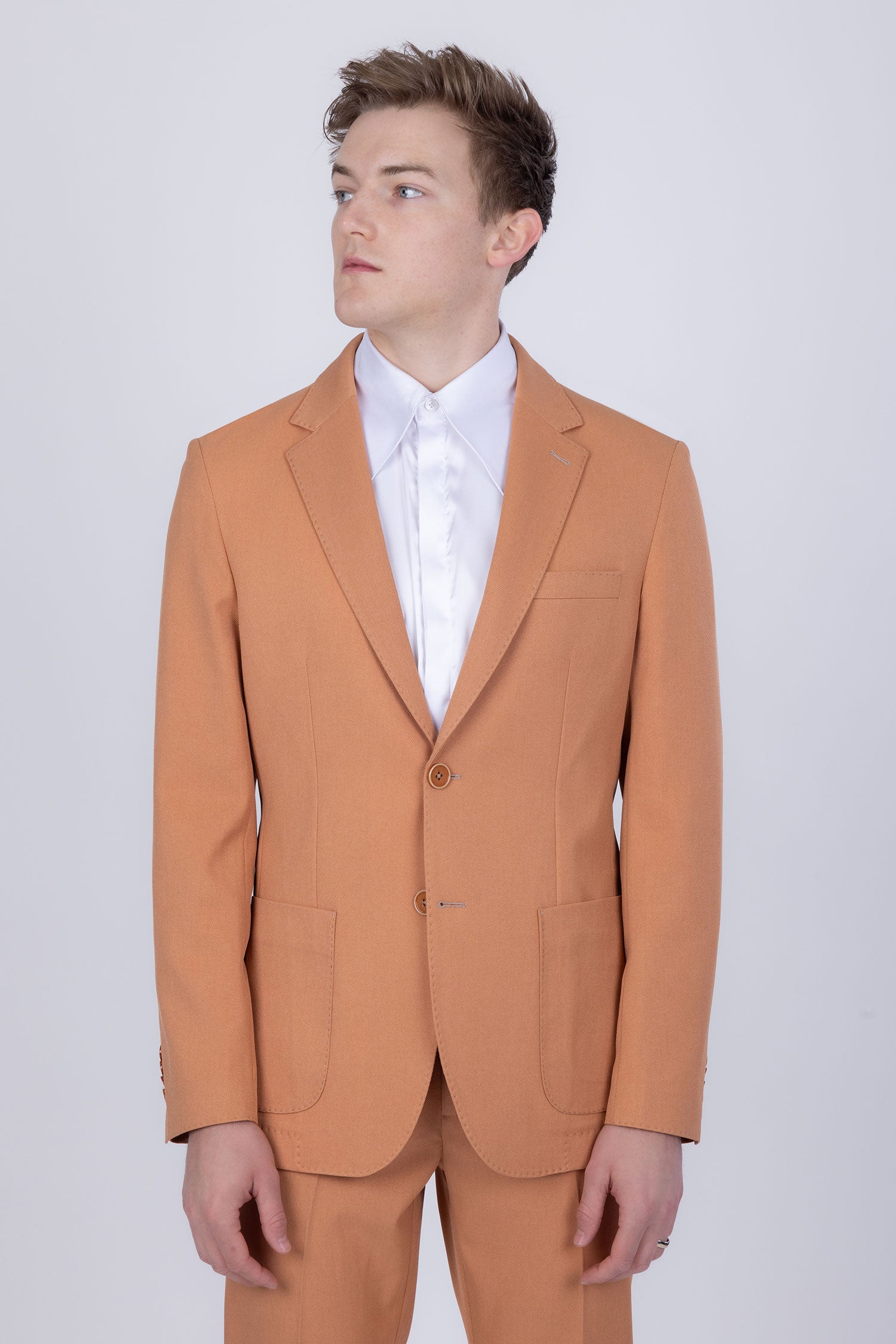 Barabas Men's Matte Geometric Slim Fit Pattern Notch Lapel Suit 5SU43 Orange