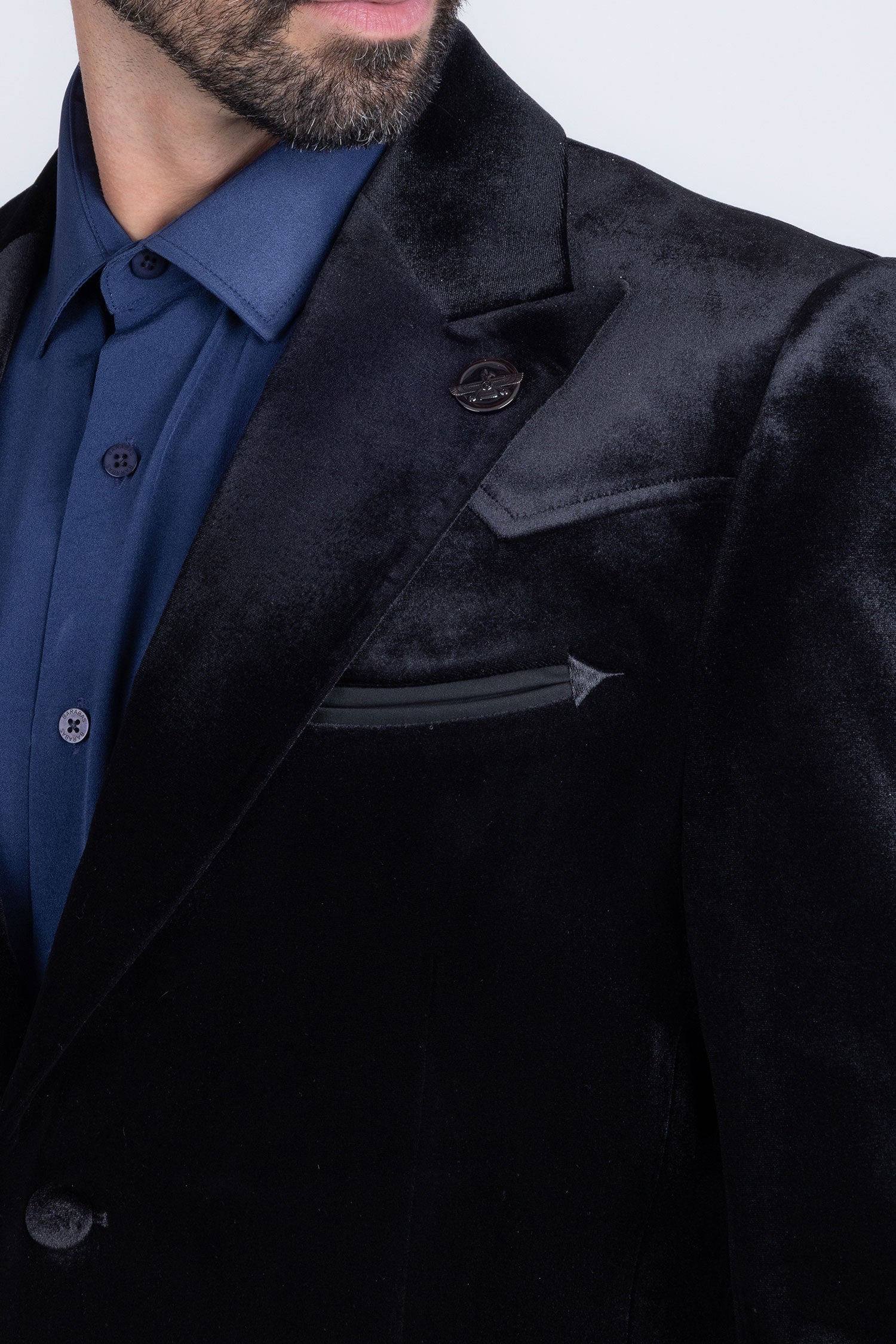 Barabas Men's Velvet Luxury Formal Wear Peak Lapel Suit 5SU51 Black