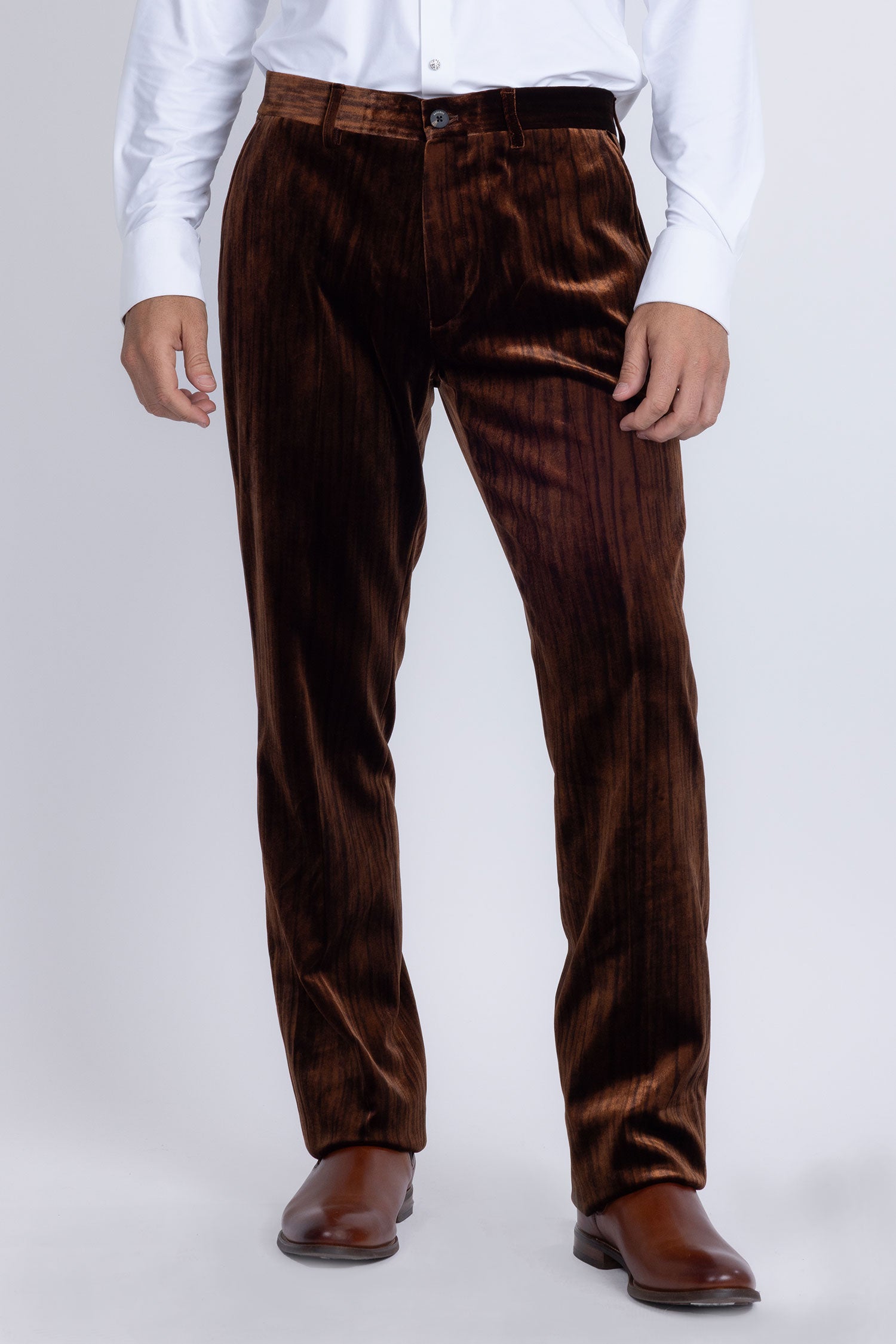 Barabas Men's Velvet Striped Pattern Shawl Lapel Suit 5SU53 Coffee