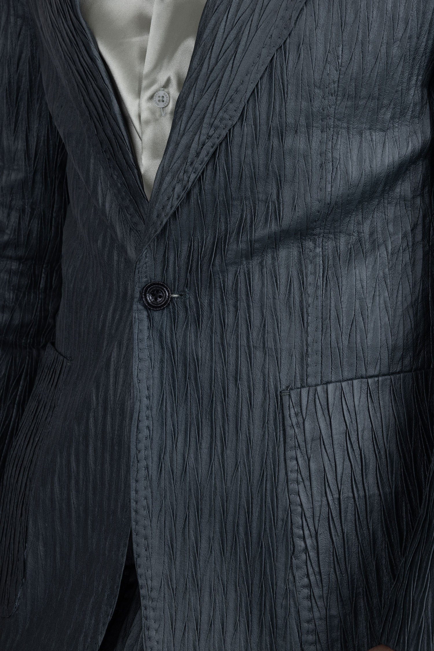 Barabas Men's Faux Leather Textured Pattern Peak Lapel Suit 5SU54 Teal