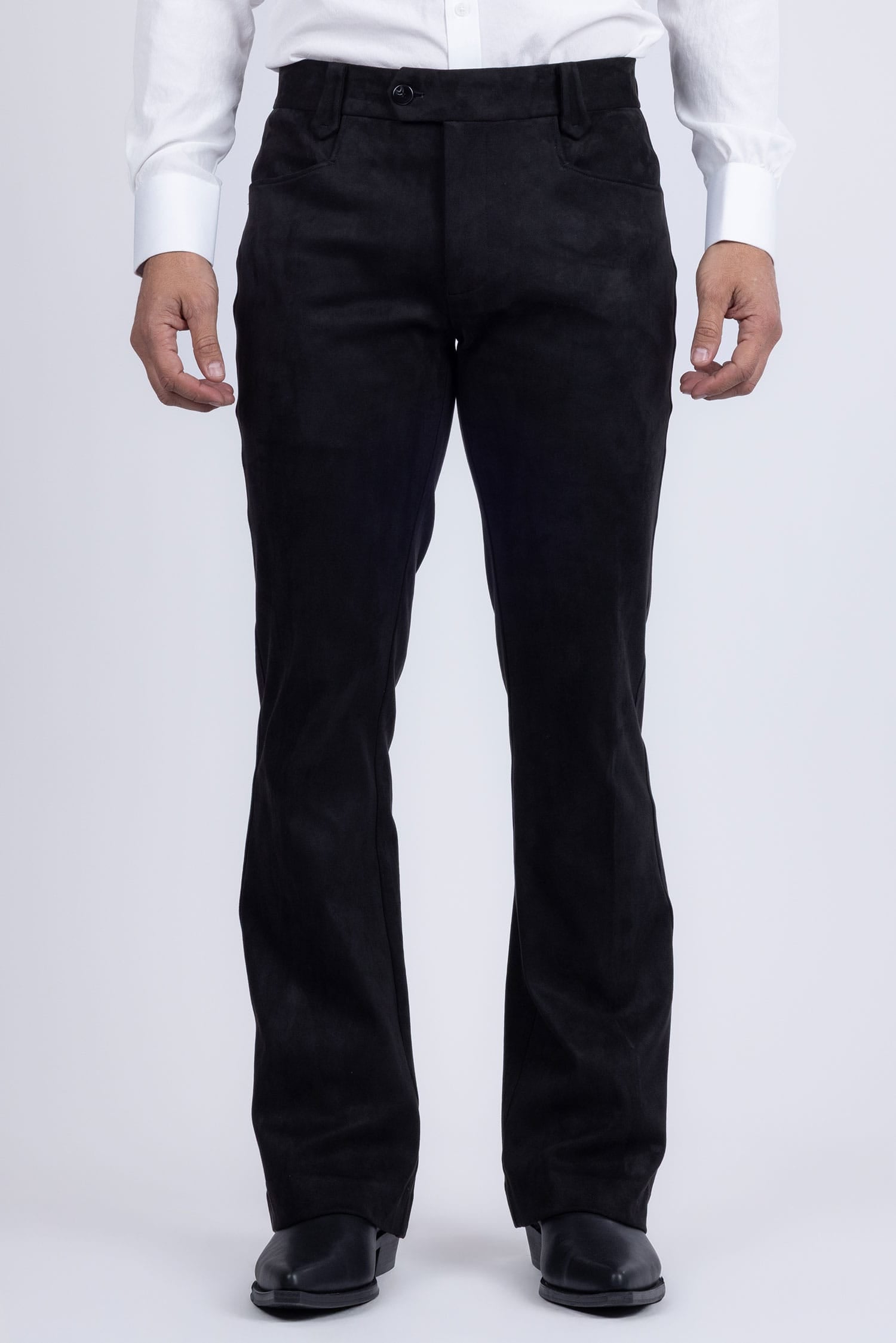 Barabas Men's Velvet Stretch Flare Casual Bell Bottom Pants 5WP01 Black