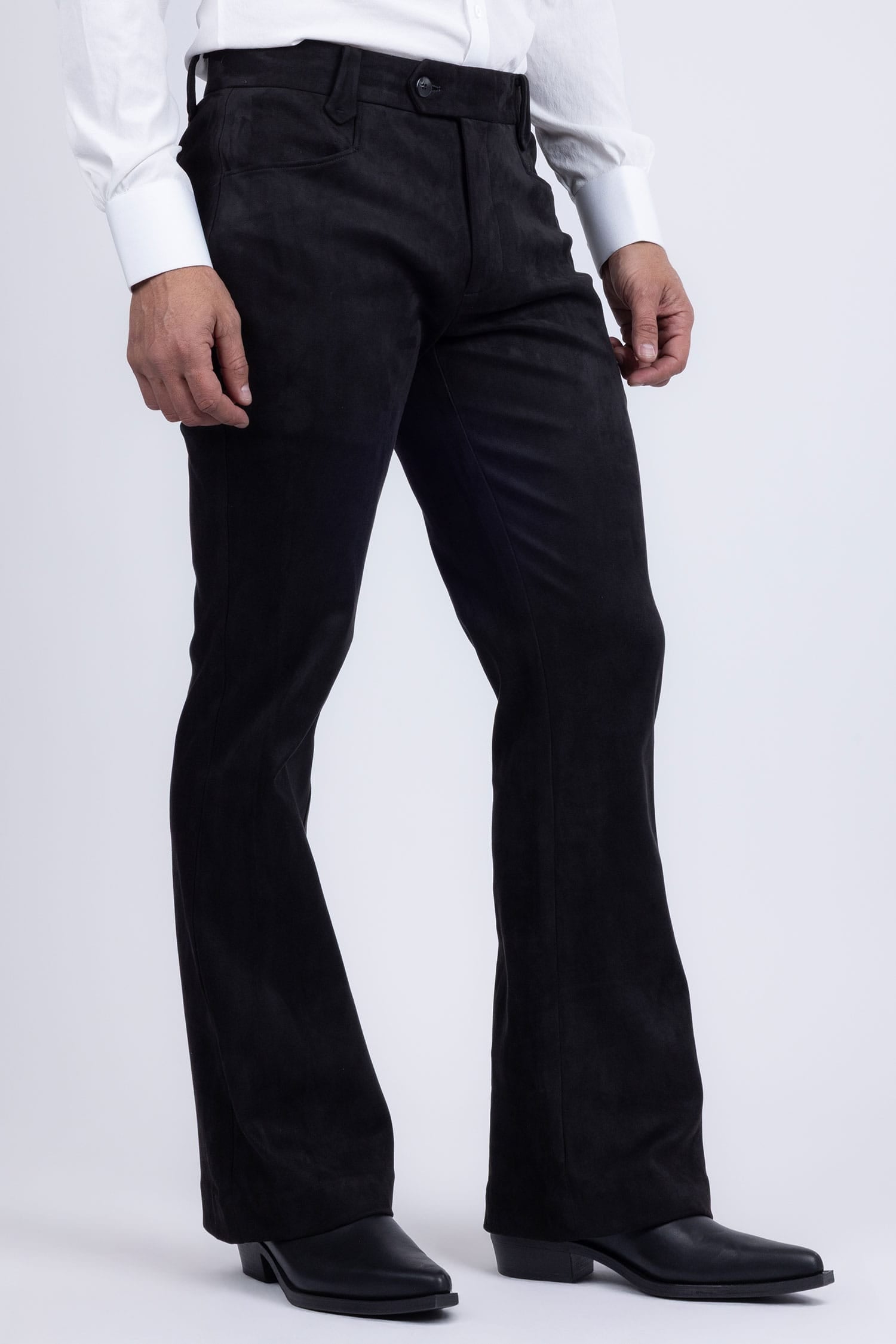 Barabas Men's Velvet Stretch Flare Casual Bell Bottom Pants 5WP01 Black