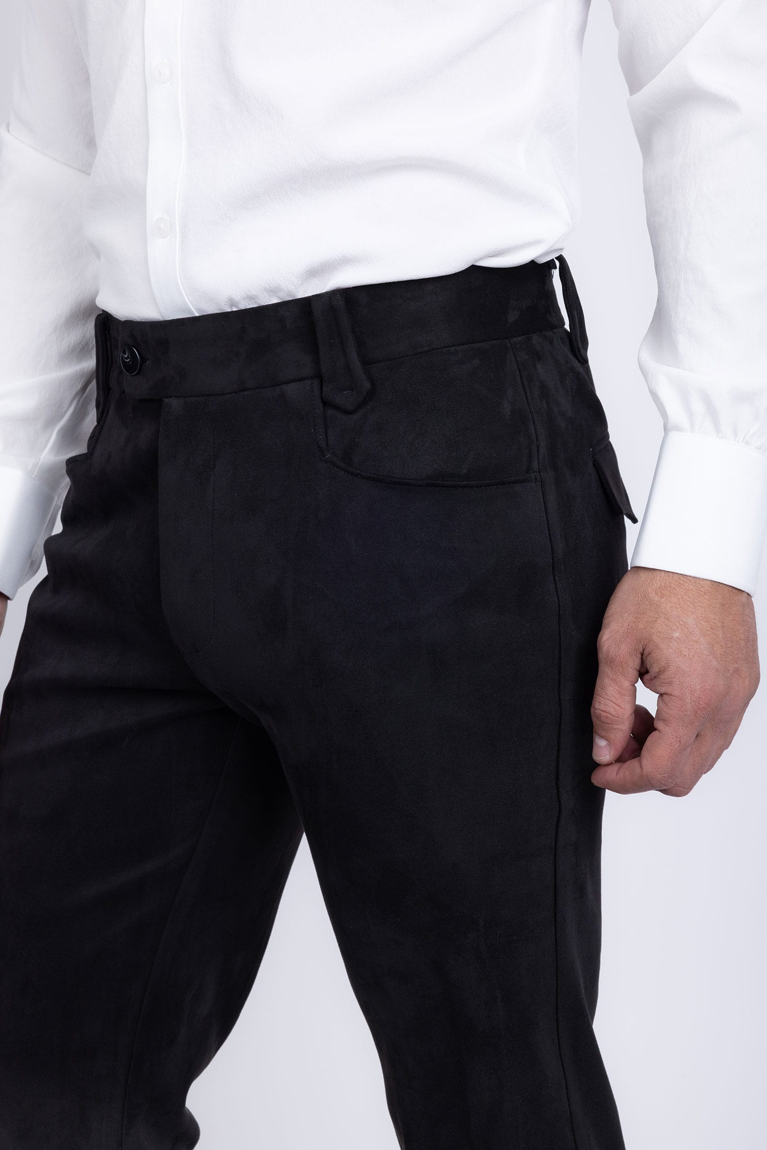 Barabas Men's Velvet Stretch Flare Casual Bell Bottom Pants 5WP01 Black