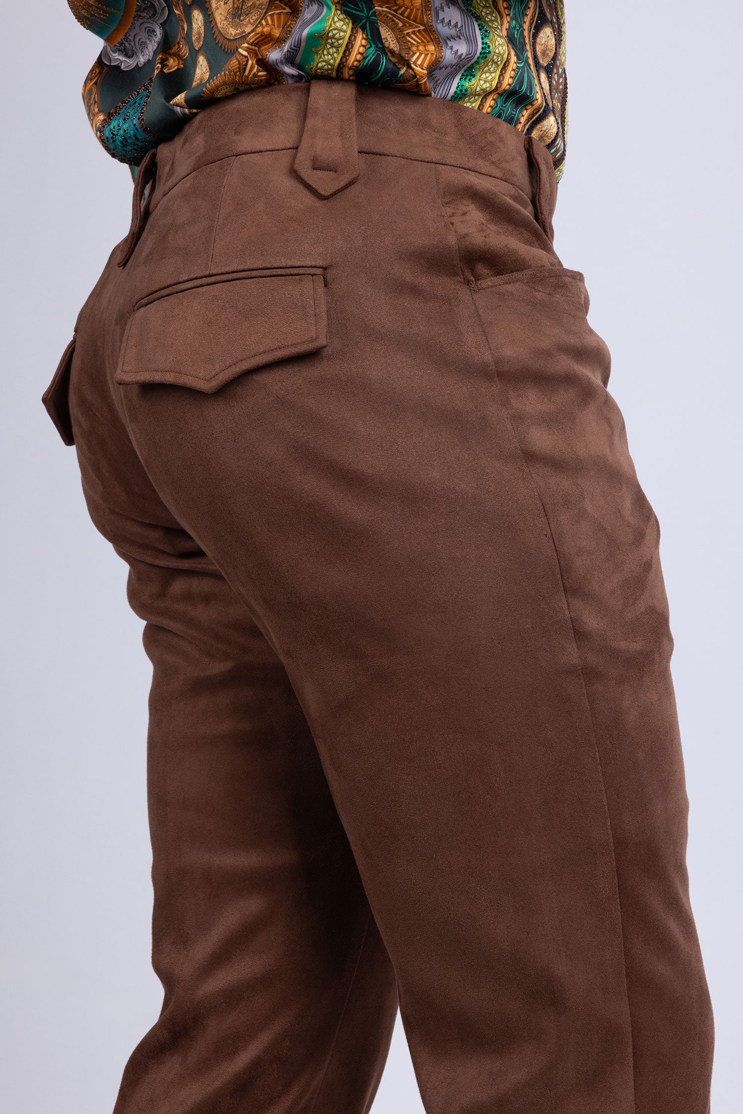 Barabas Men's Velvet Stretch Flare Casual Bell Bottom Pants 5WP01 Coffee