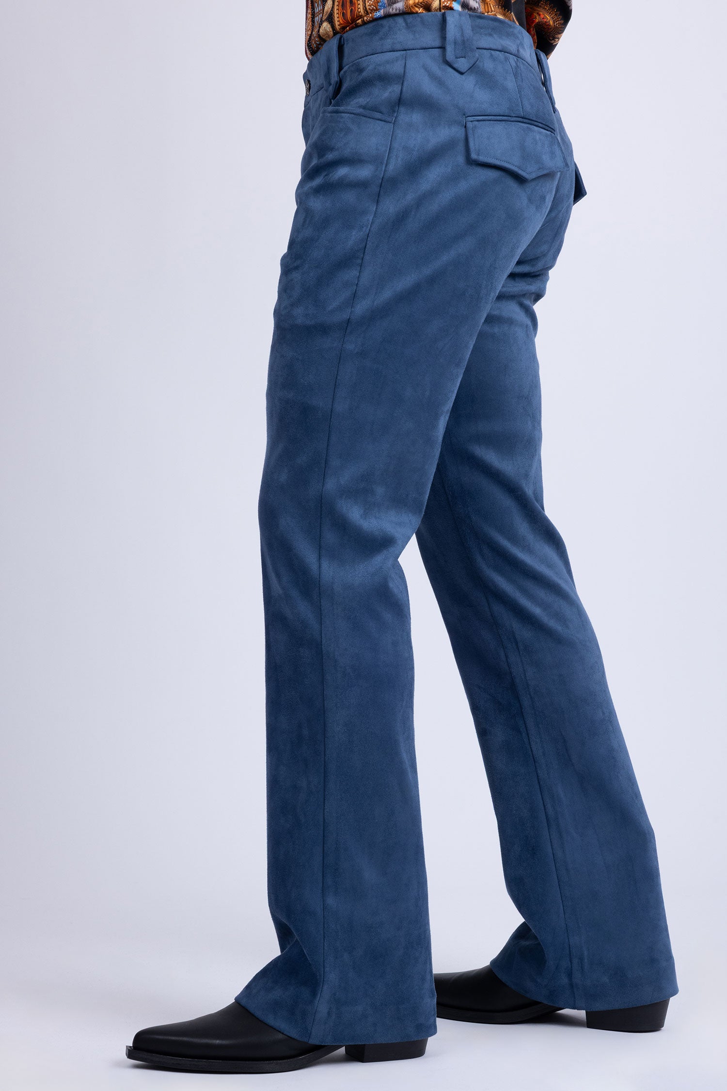 Barabas Men's Velvet Stretch Flare Casual Bell Bottom Pants 5WP01 Navy