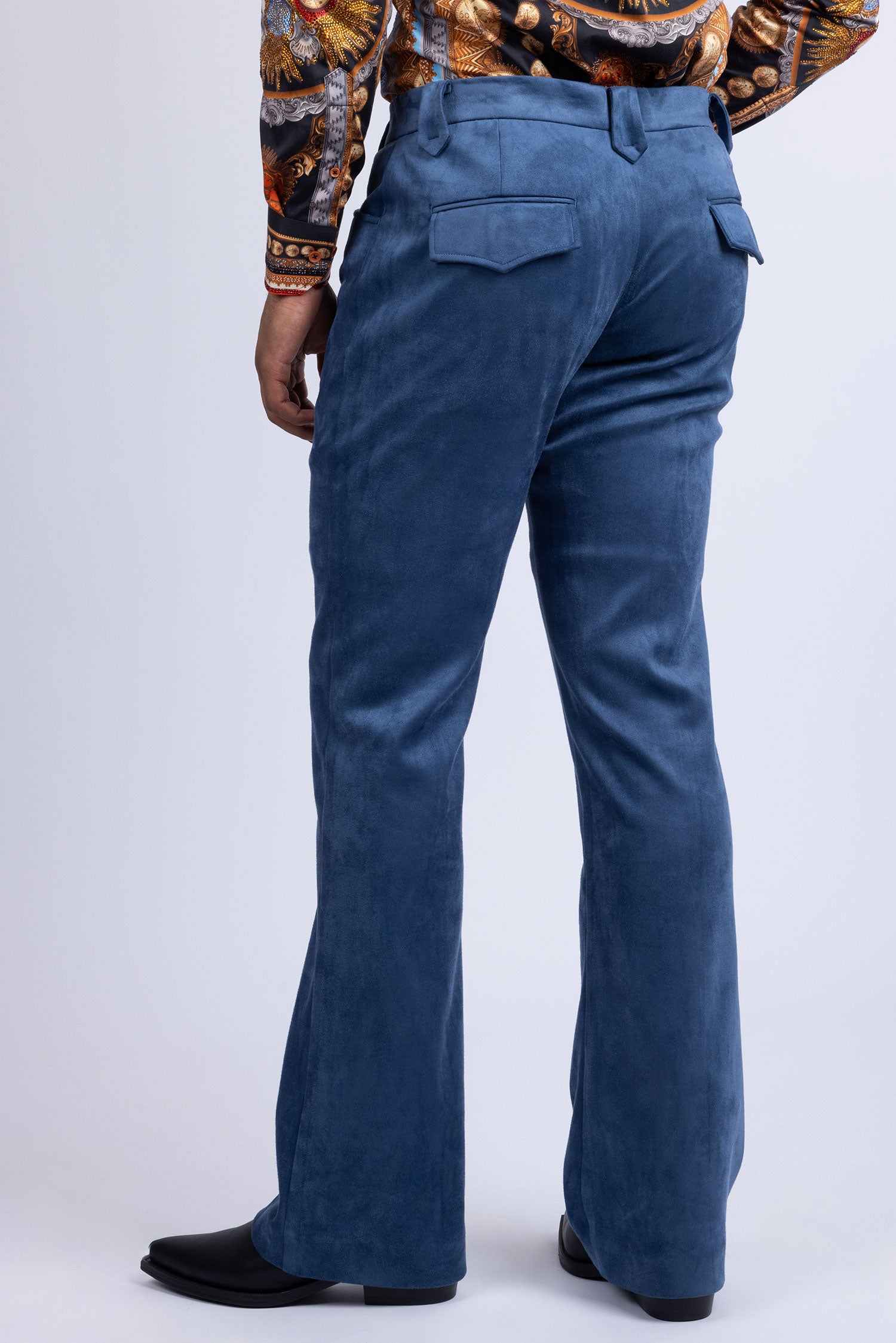 Barabas Men's Velvet Stretch Flare Casual Bell Bottom Pants 5WP01 Navy