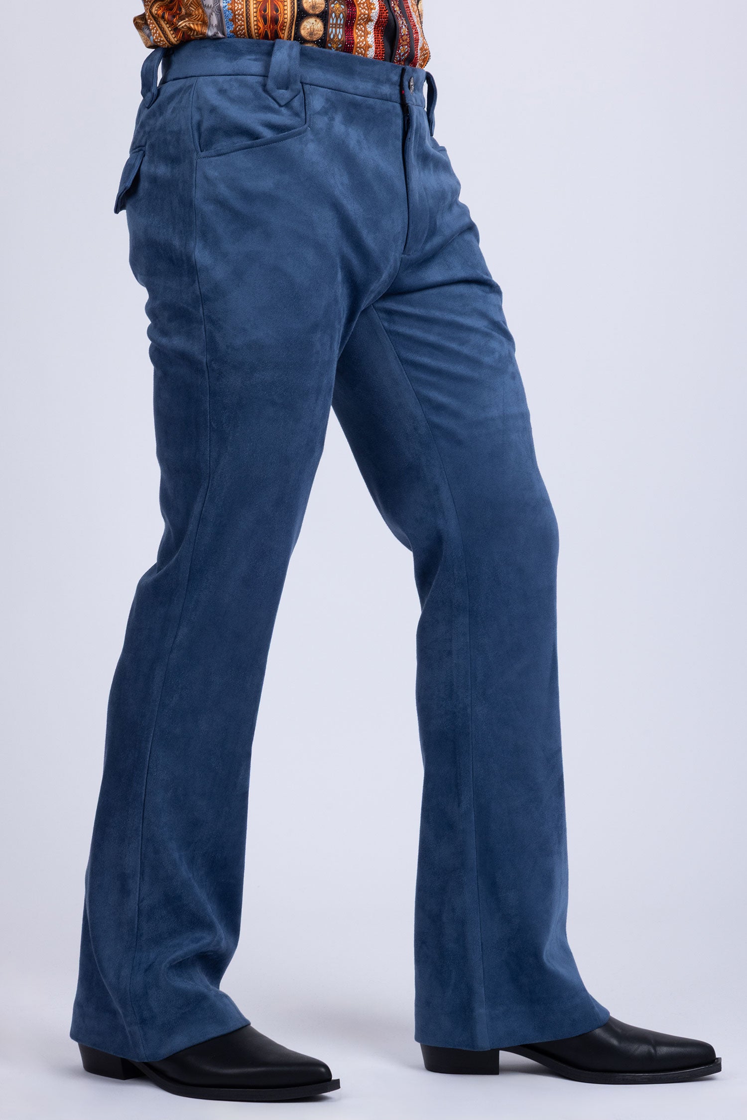 Barabas Men's Velvet Stretch Flare Casual Bell Bottom Pants 5WP01 Navy