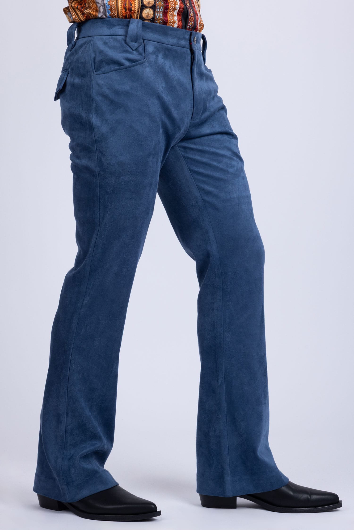 Barabas Men's Velvet Stretch Flare Casual Bell Bottom Pants 5WP01 Navy