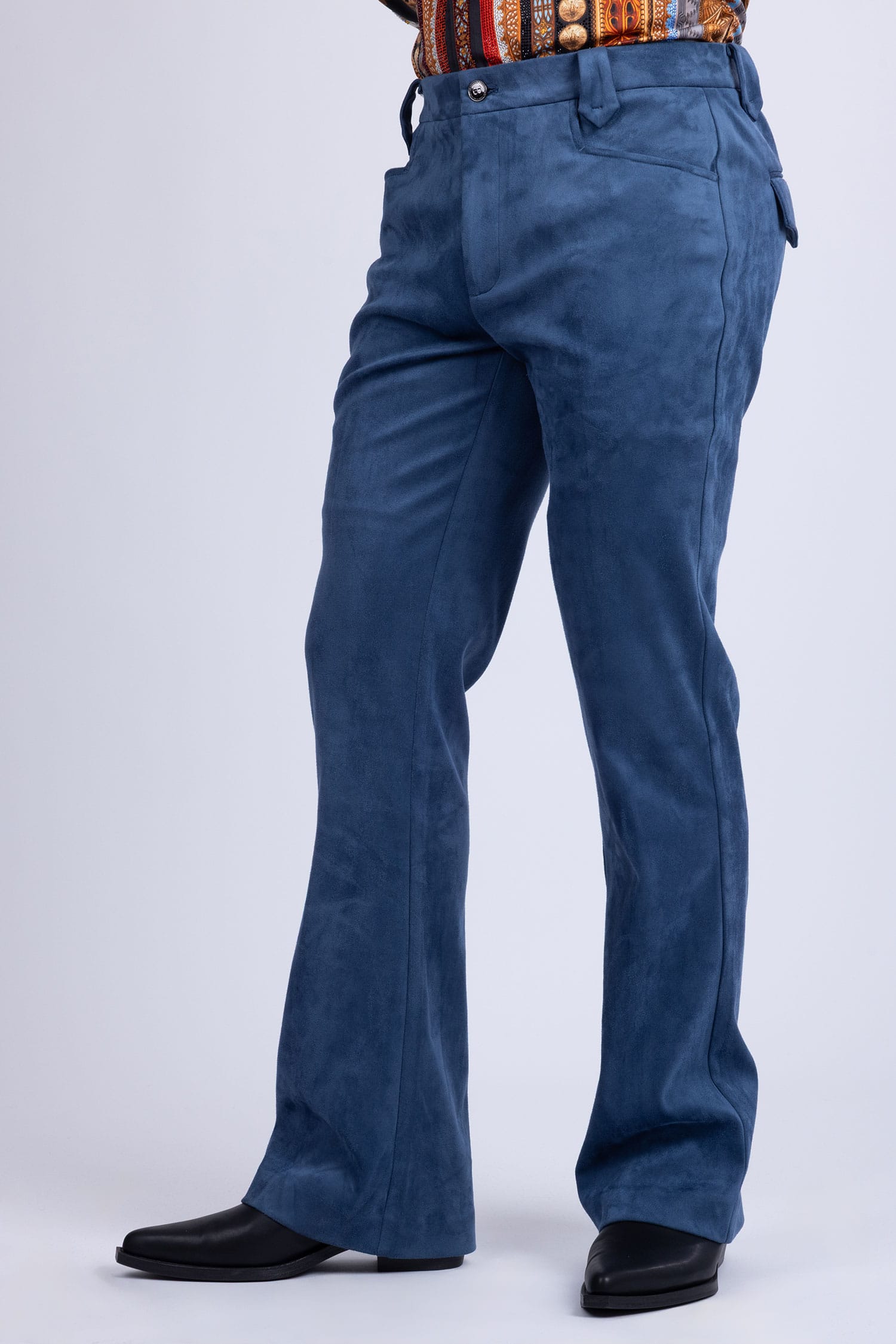 Barabas Men's Velvet Stretch Flare Casual Bell Bottom Pants 5WP01 Navy