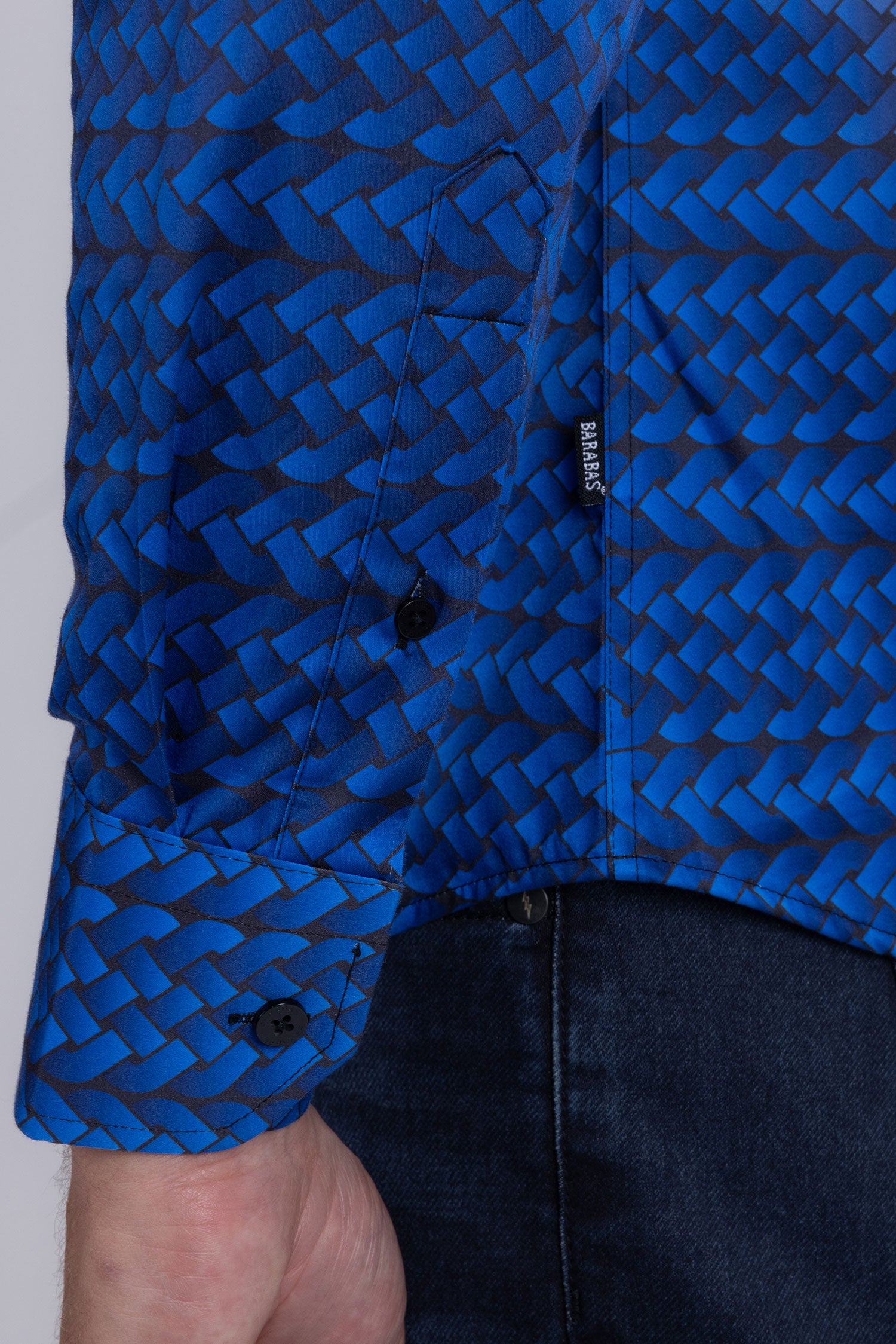 Barabas Men's Geometric Rope Strand Stretch Long Sleeve Shirts 6B01 Blue