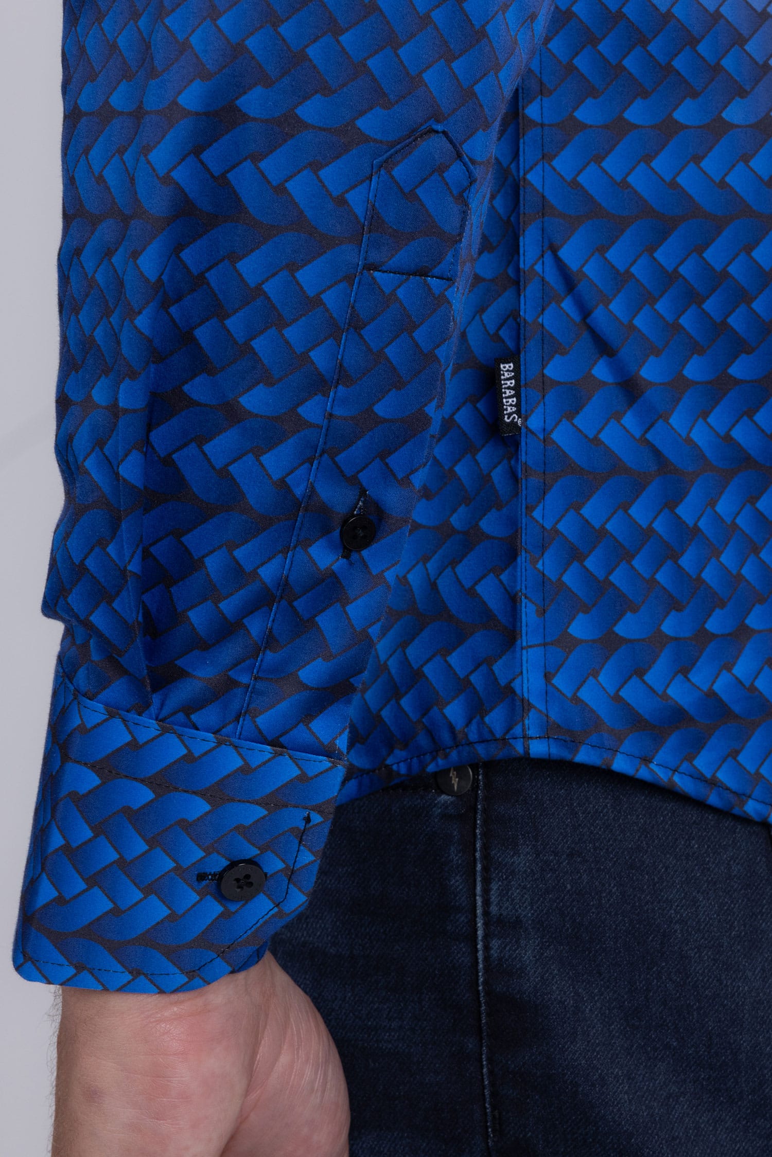 Barabas Men's Geometric Rope Strand Stretch Long Sleeve Shirts 6B01 Blue