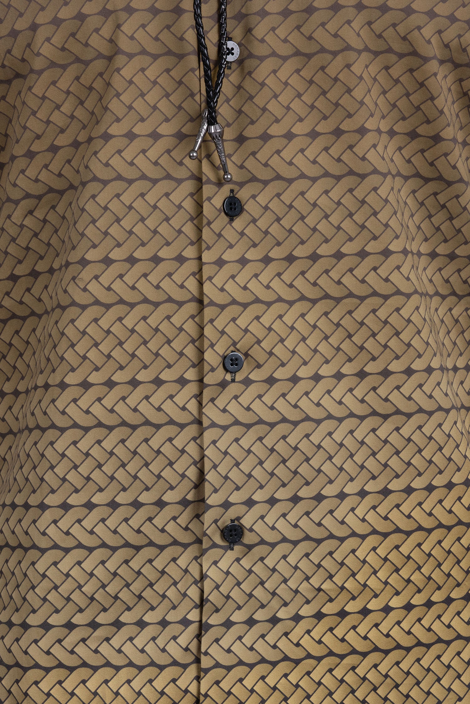 Barabas Men's Geometric Rope Strand Stretch Long Sleeve Shirts 6B01 Gold