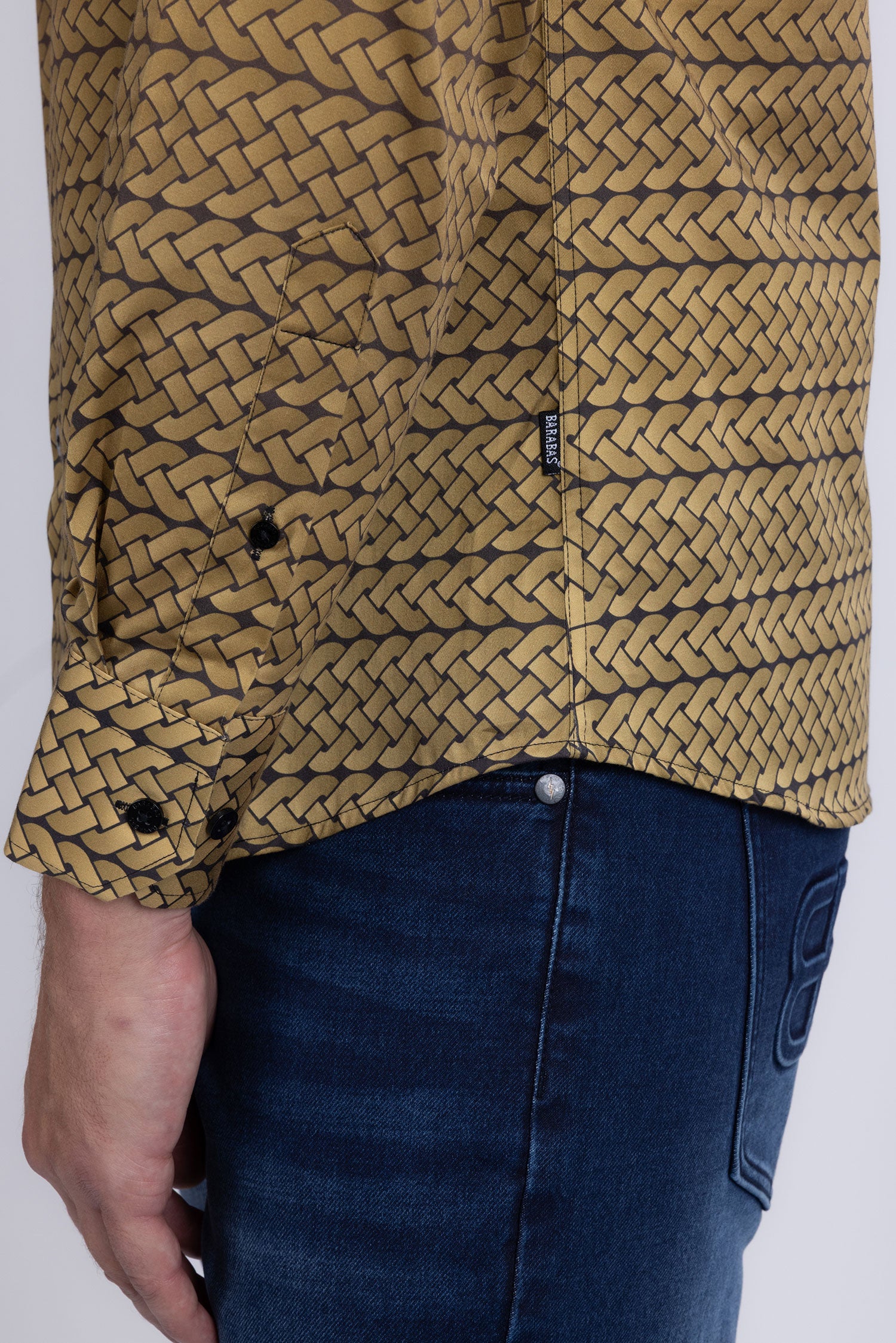 Barabas Men's Geometric Rope Strand Stretch Long Sleeve Shirts 6B01 Brown