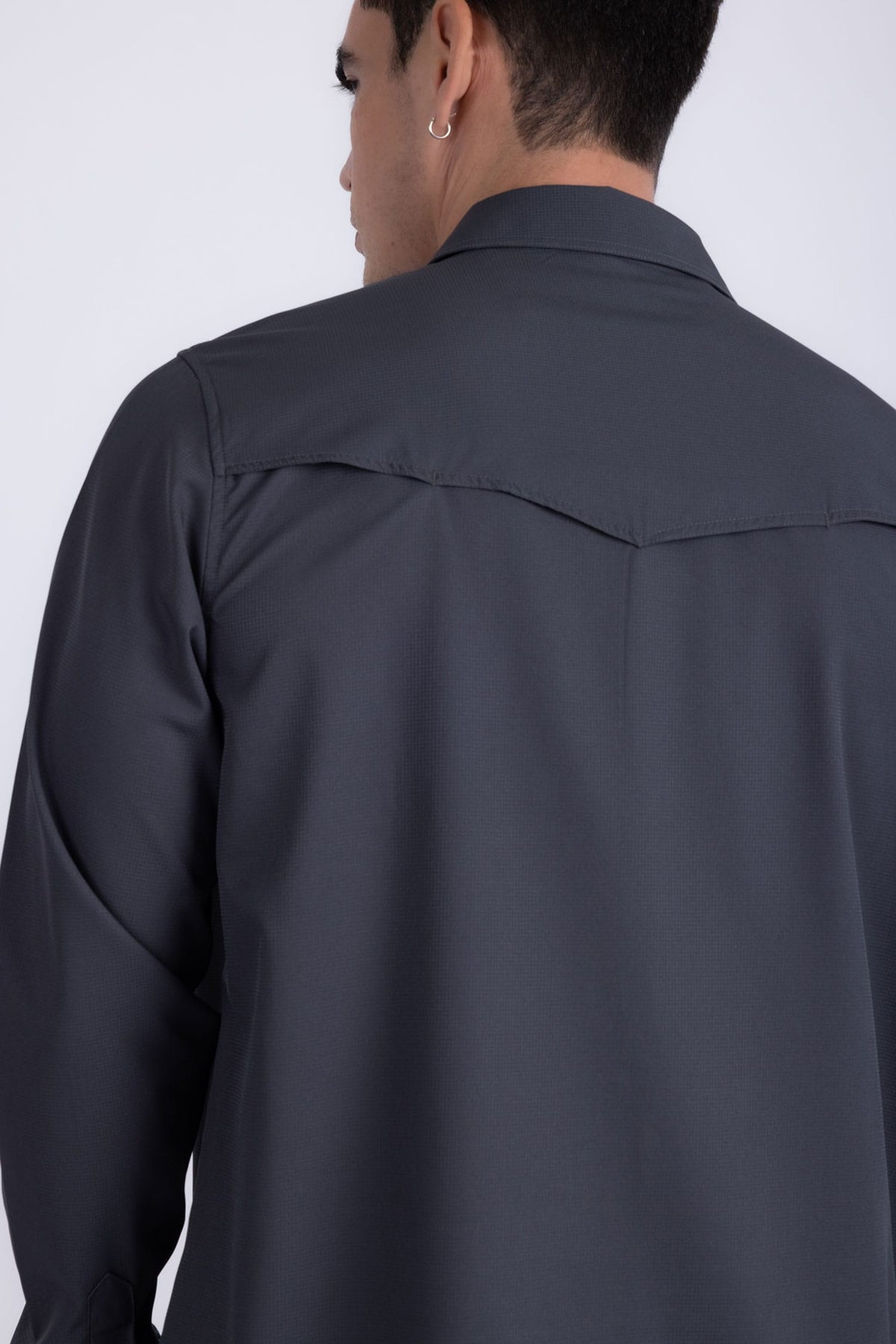 Barabas Men's Western Casual Solid Stretch Long Sleeve Shirt 6B12 #Color_Charcoal
