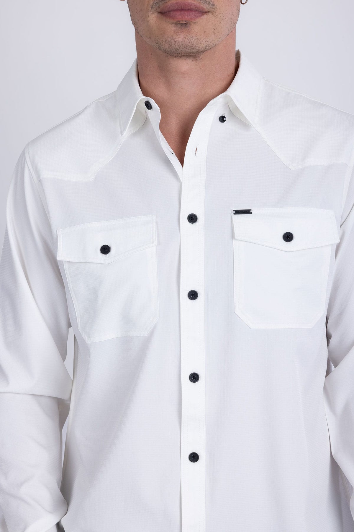 Barabas Men's Western Casual Solid Stretch Long Sleeve Shirt 6B12 #Color_White