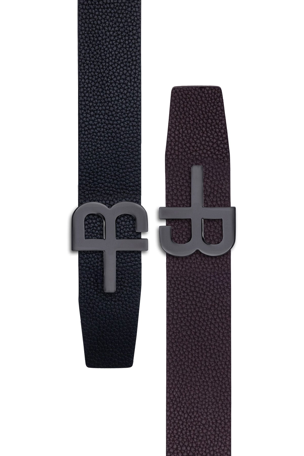 Barabas Men's Logo Buckle Reversible Leather Belt 6BK01 Black Brown Black