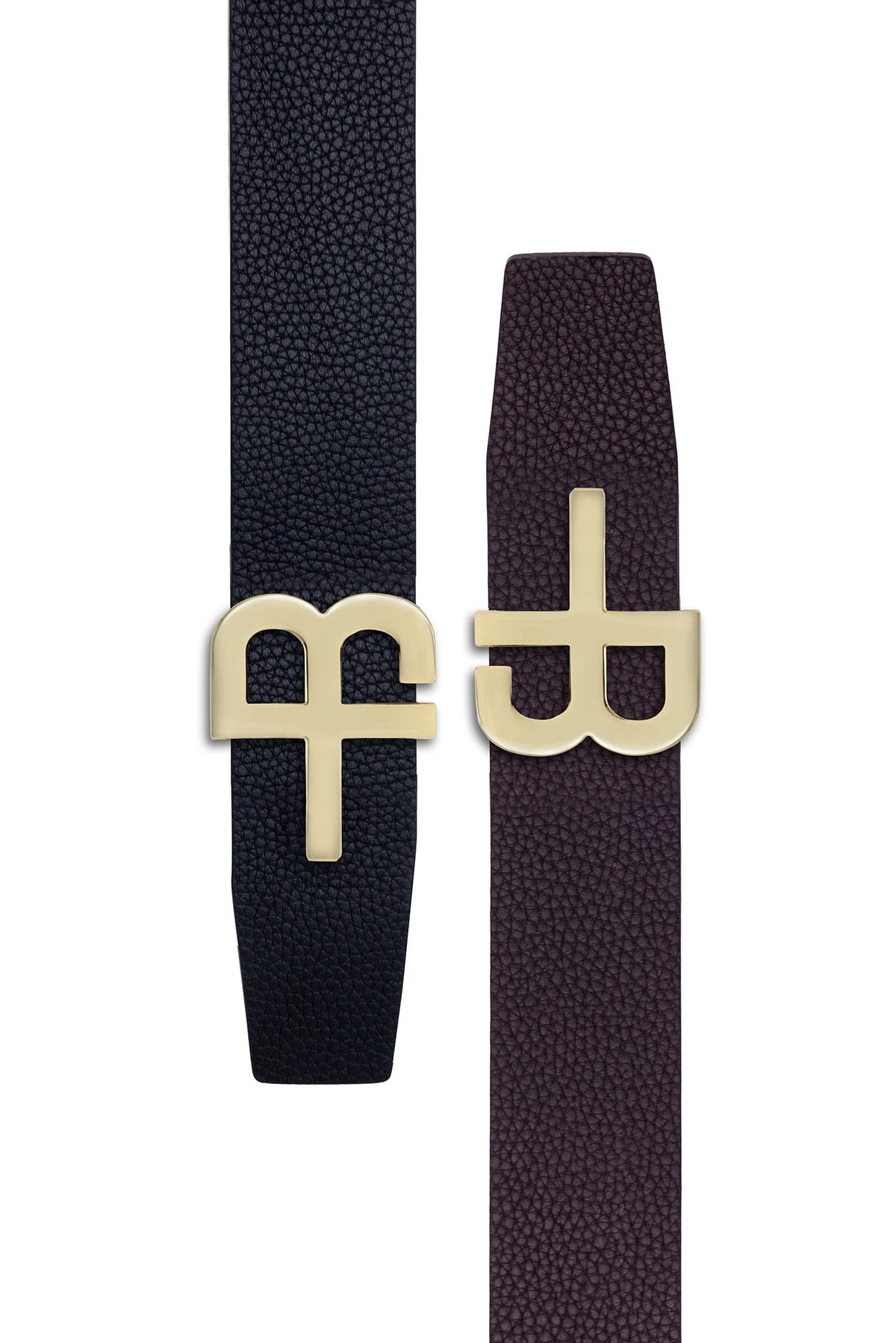 Barabas Men's Logo Buckle Reversible Leather Belt 6BK01 Black Brown Gold