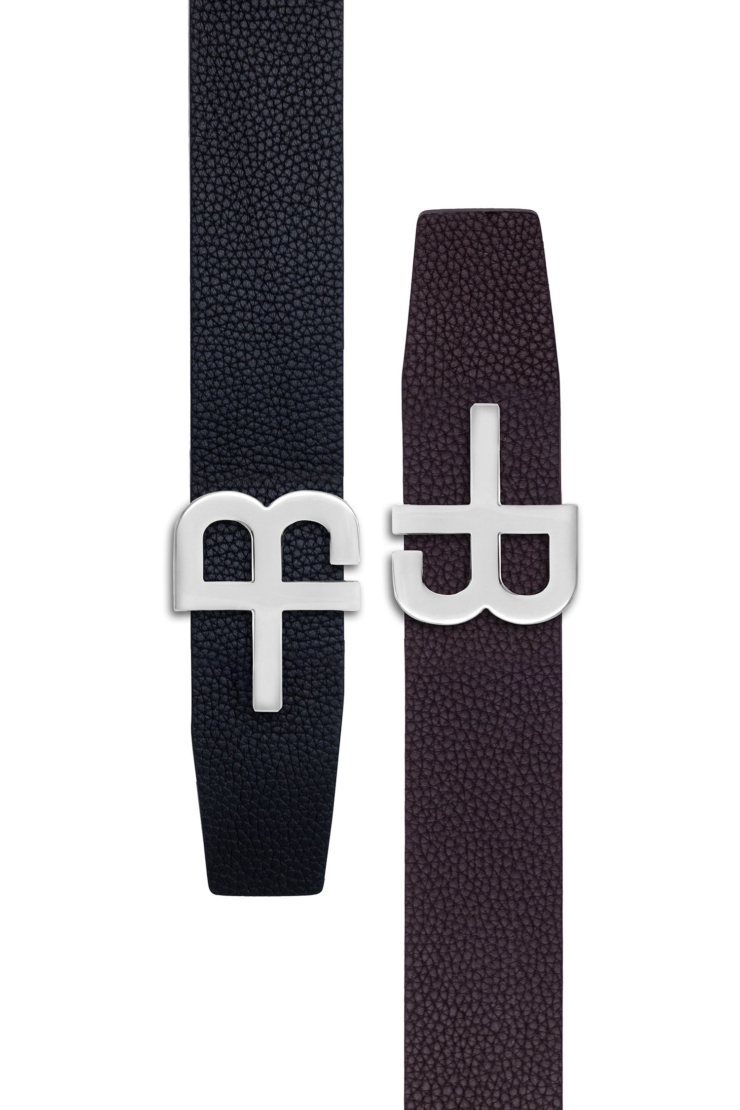Barabas Men's Logo Buckle Reversible Leather Belt 6BK01 Black Brown Silver