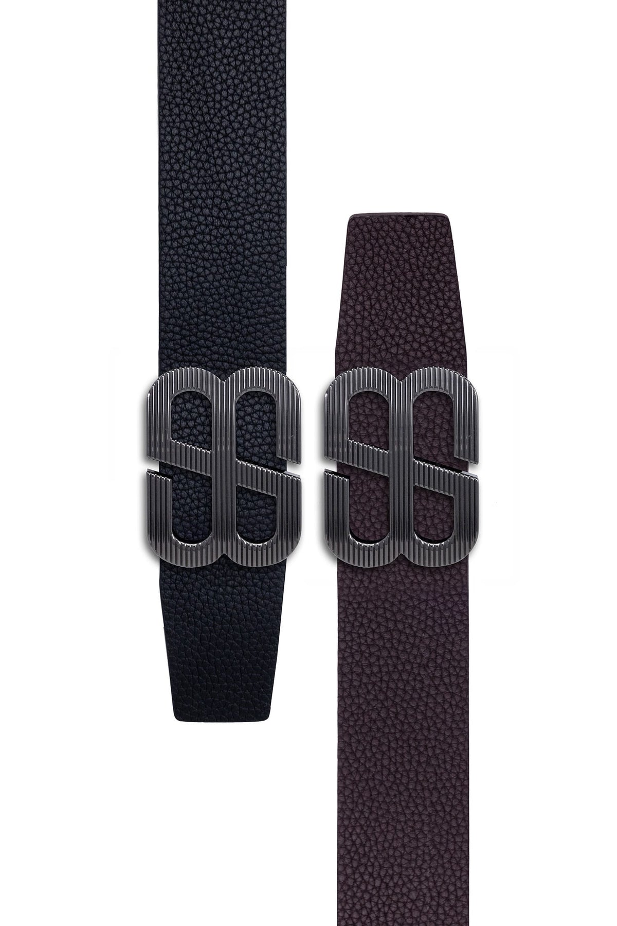 Barabas Men's Double B Logo Push-Pin Buckle Leather Belt 6BK02 Black