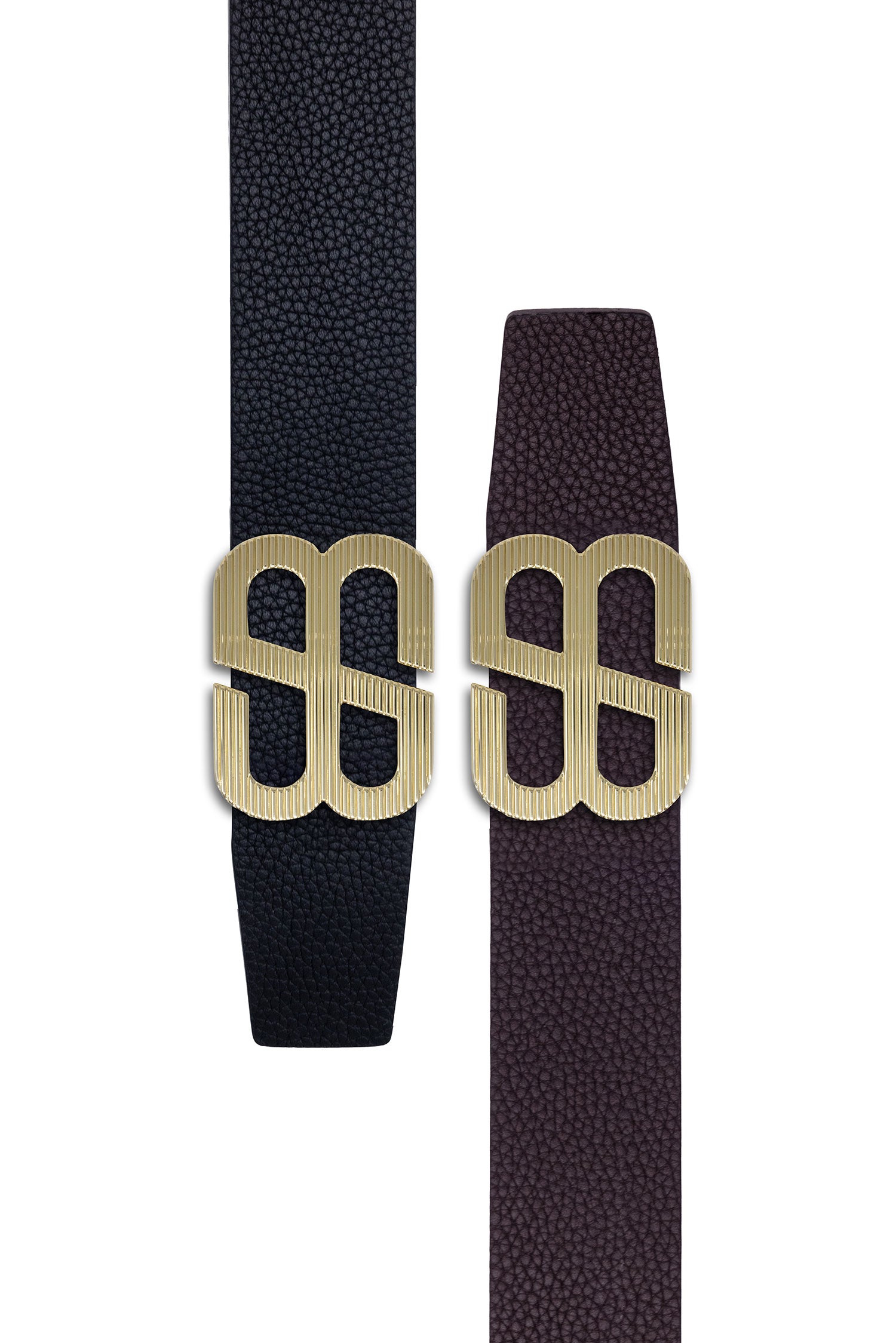 Barabas Men's Double B Logo Push-Pin Buckle Leather Belt 6BK02 Gold