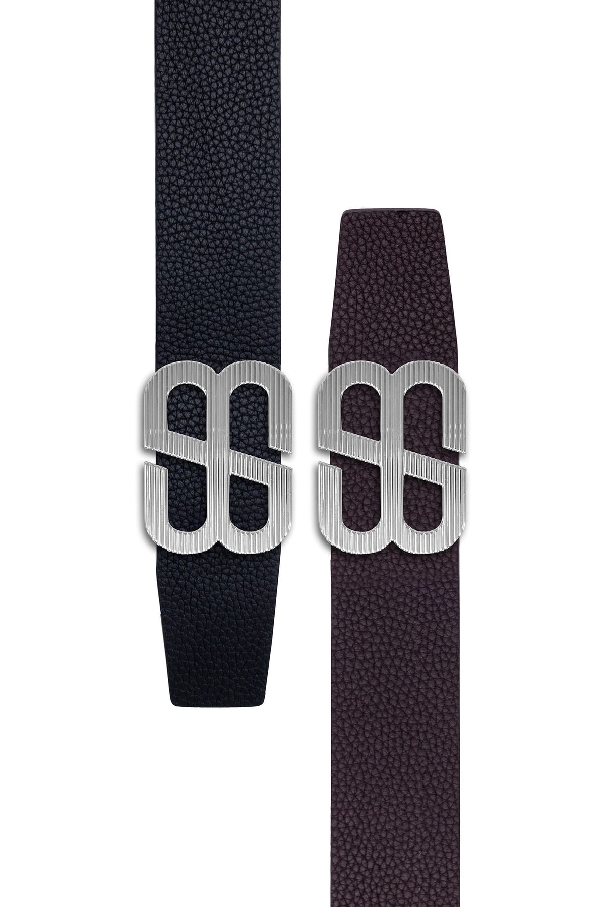 Barabas Men's Double B Logo Push-Pin Buckle Leather Belt 6BK02 Silver